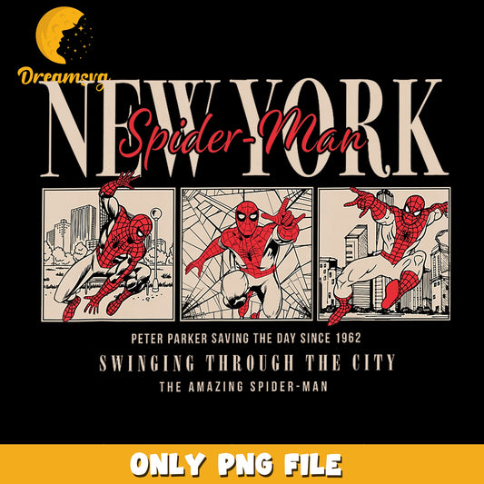 New York Spider-Man Peter Parker Comic Panels PNG, Marvel, Retro PNG