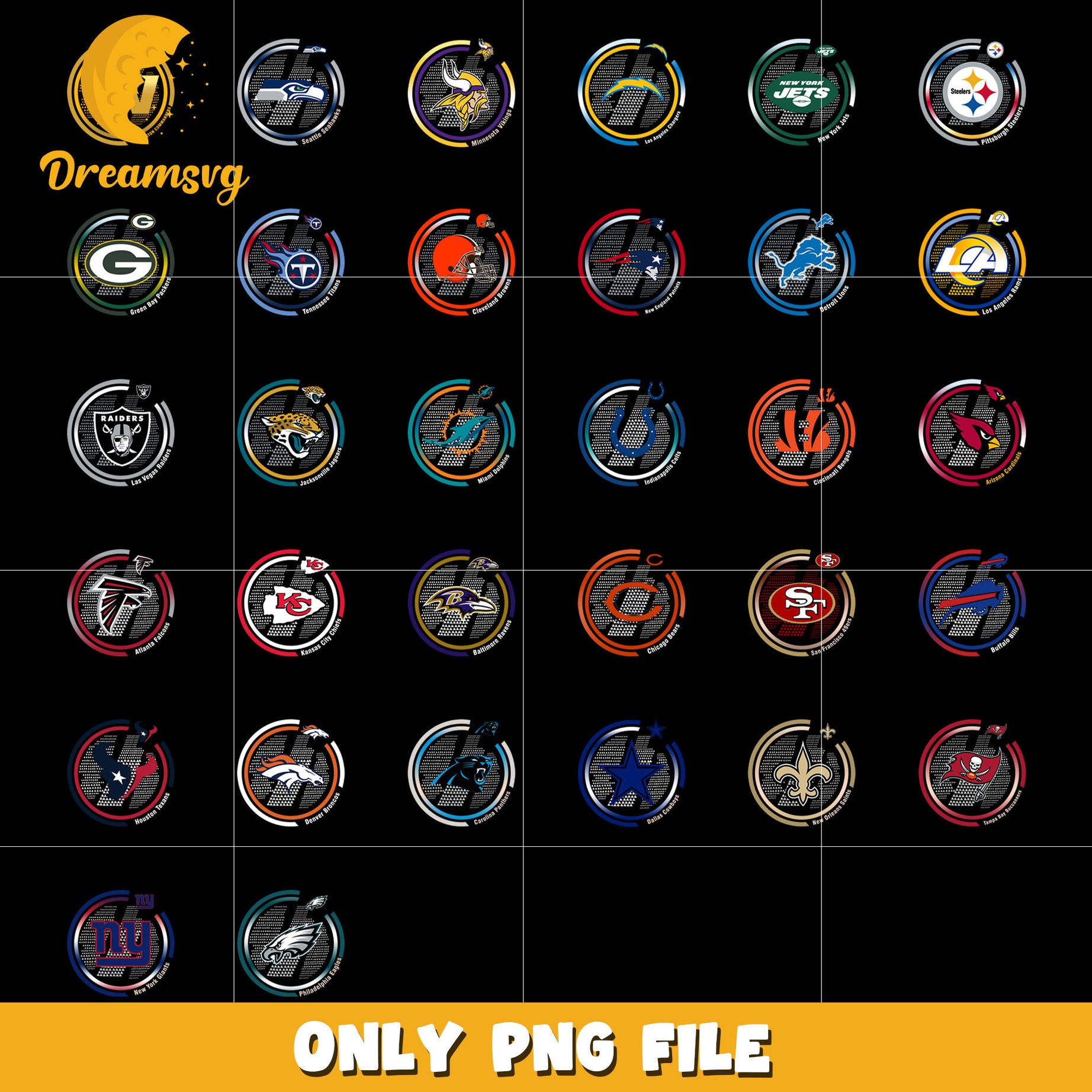 Vintage logo nfl design bundle png, logo nfl png, nfl teams png