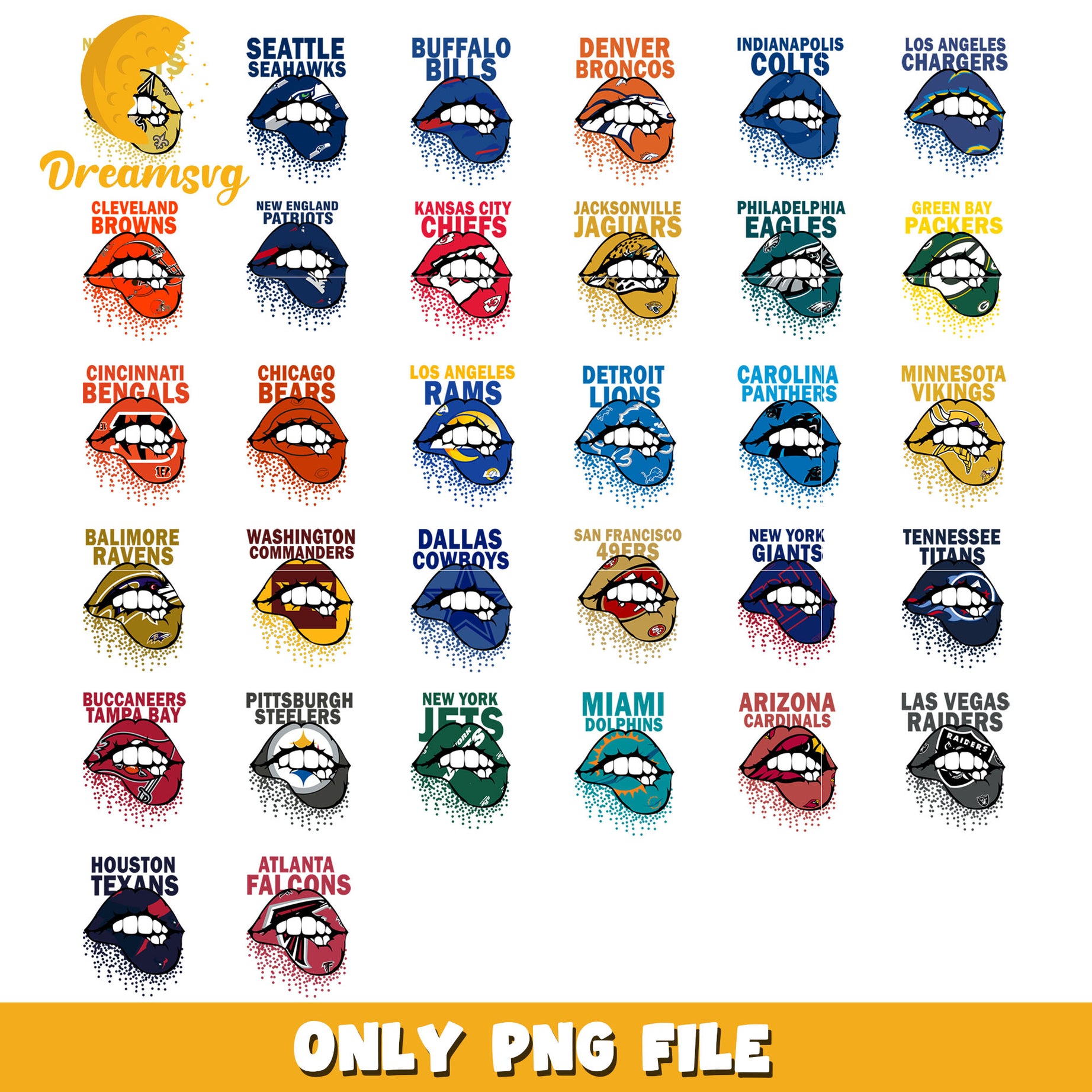 Logo nfl lips bite design bundle png, logo nfl png, nfl teams png