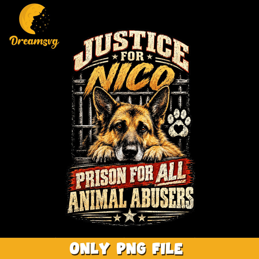 Nico Dog PNG, Animal Rights Design, Justice Statement
