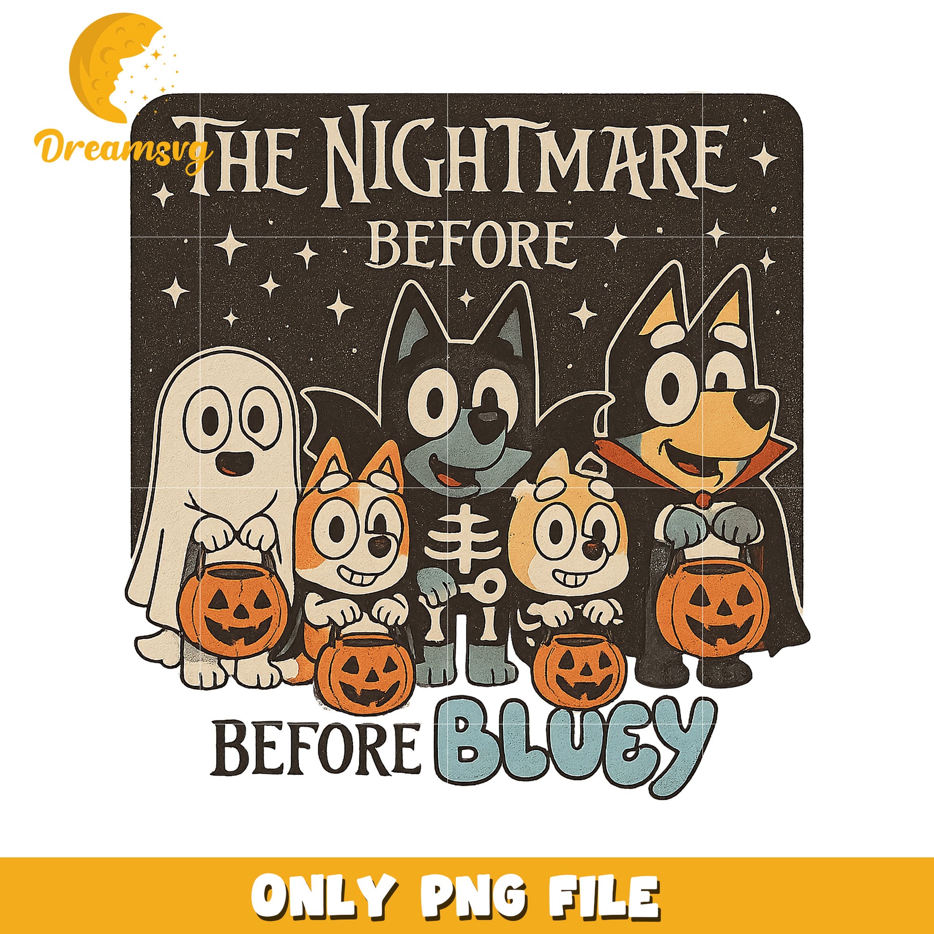 Nightmare before bluey png, spirit halloween png, trick or treat png