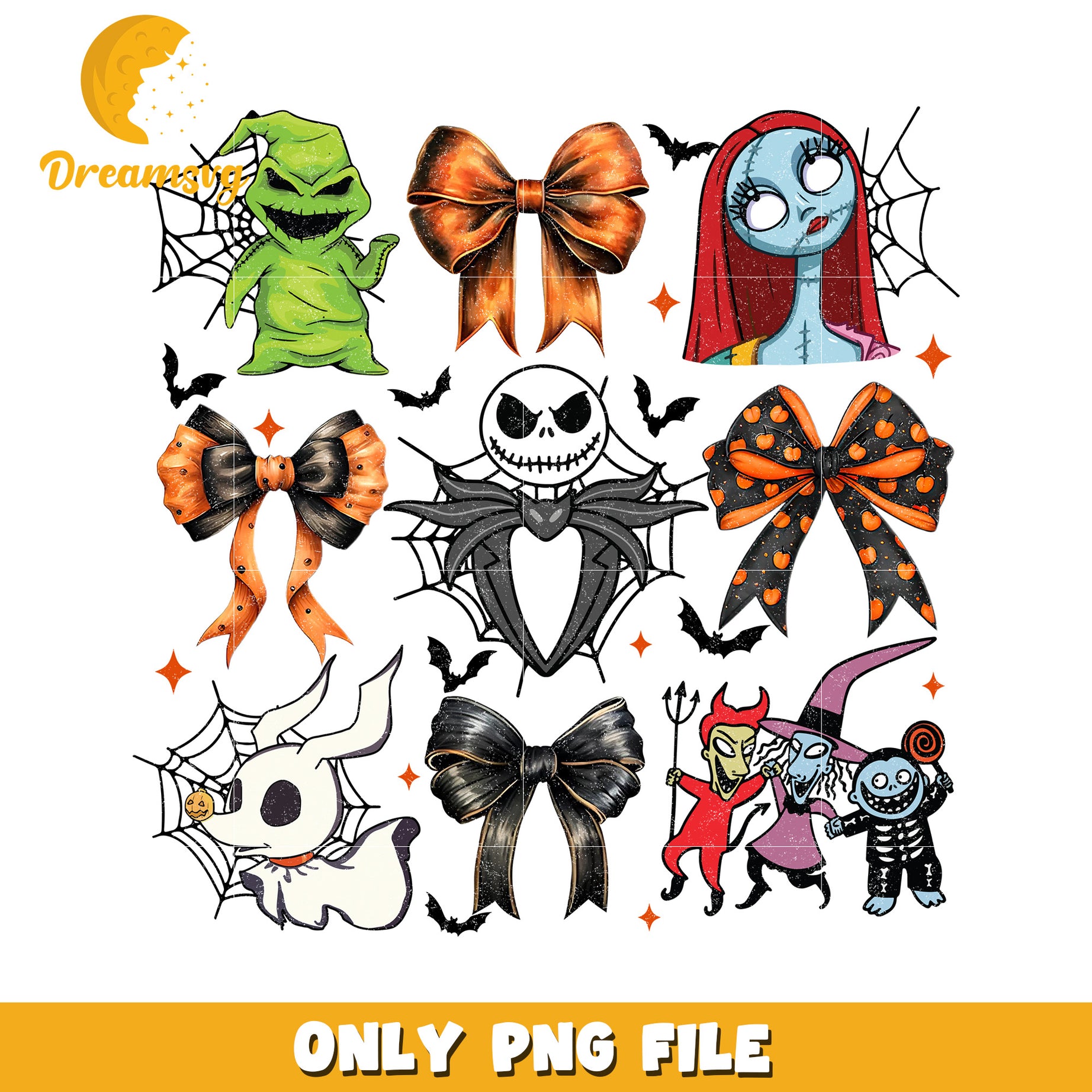 Nightmare before christmas characters bowtie png, halloween holiday png, halloween memes png