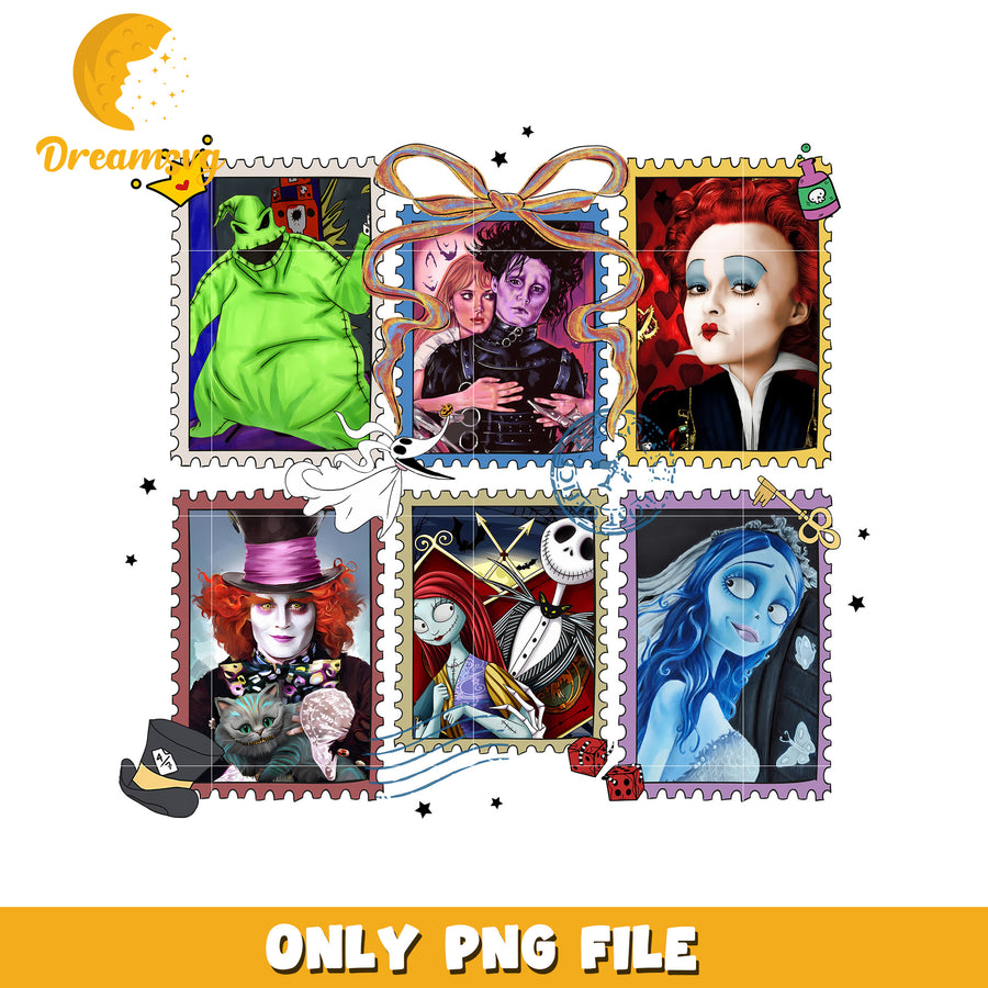 Nightmare before christmas characters png, halloween holiday png, halloween memes png