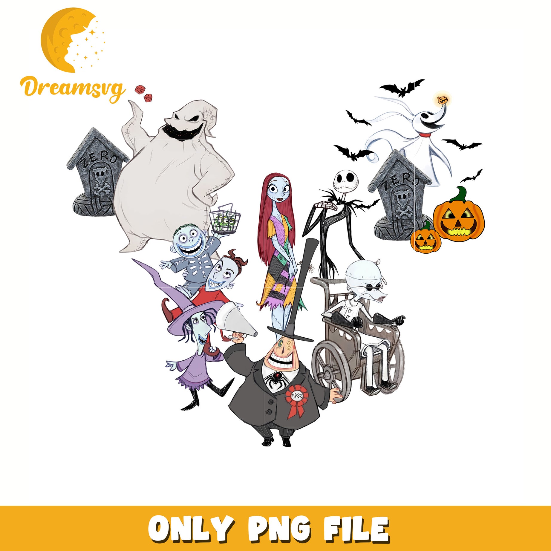 Nightmare before christmas halloween png, halloween candy png, spooky halloween png