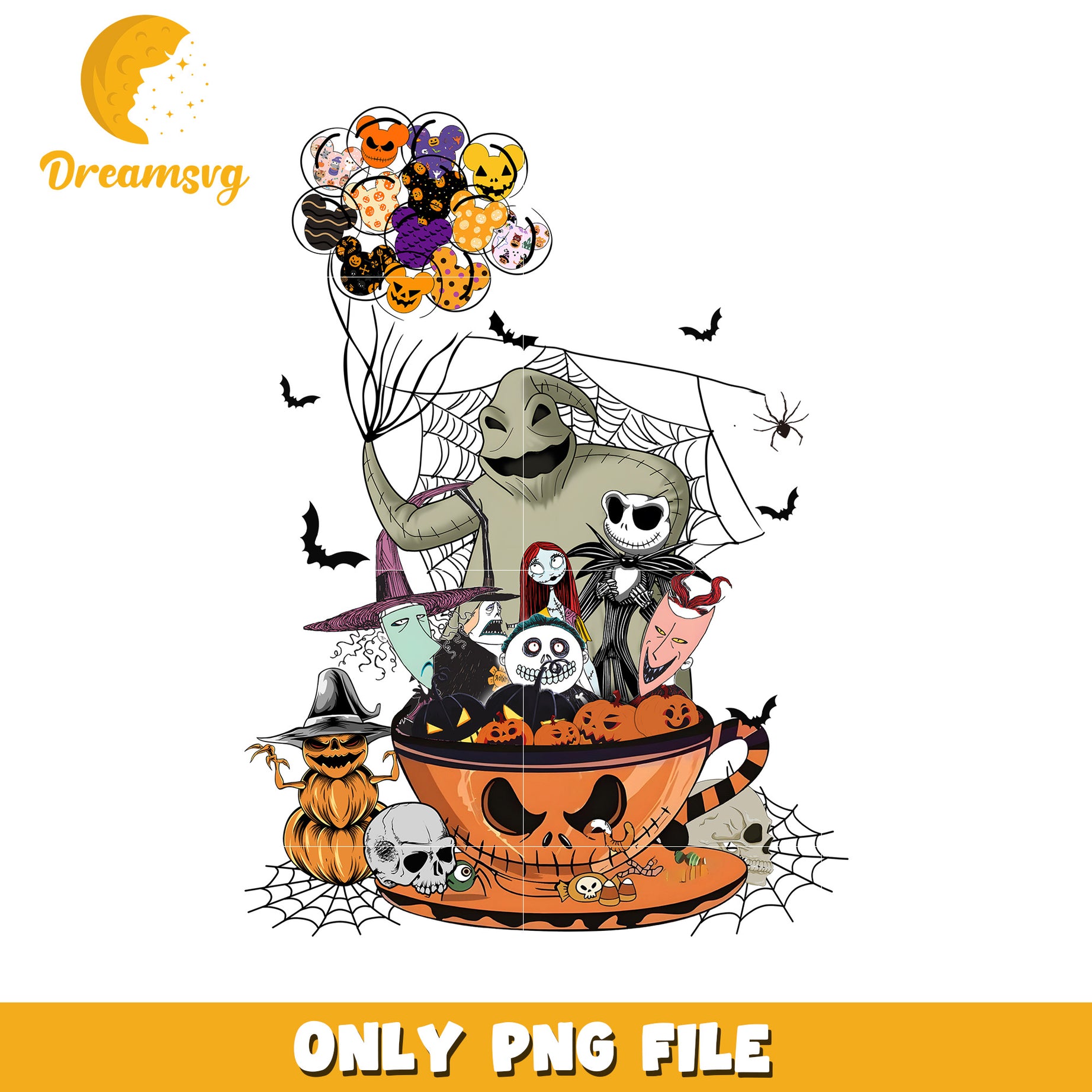 Nightmare before christmas png, halloween cartoon png, halloween characters png
