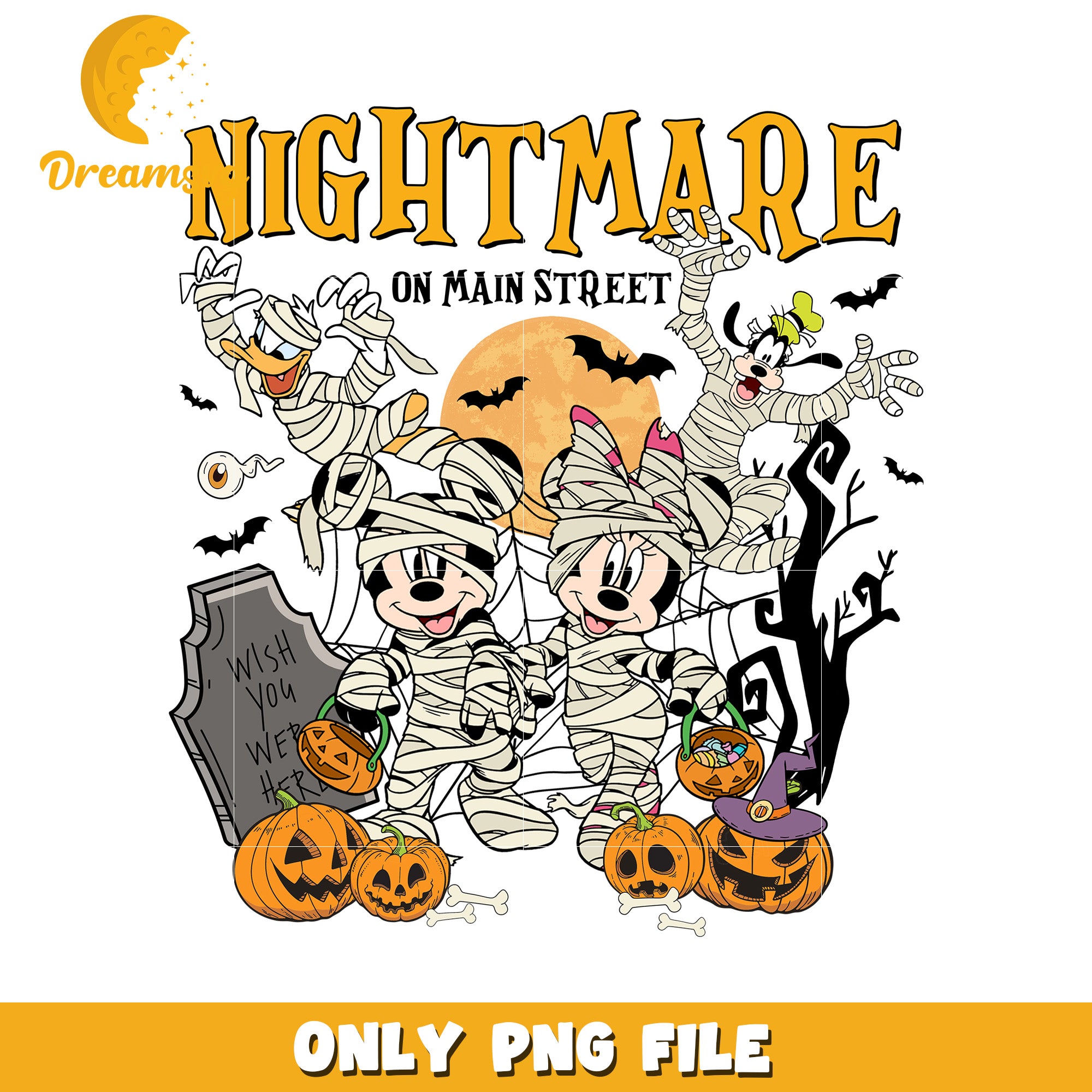 Nightmaree on main street design png, halloween time png, spooky season png