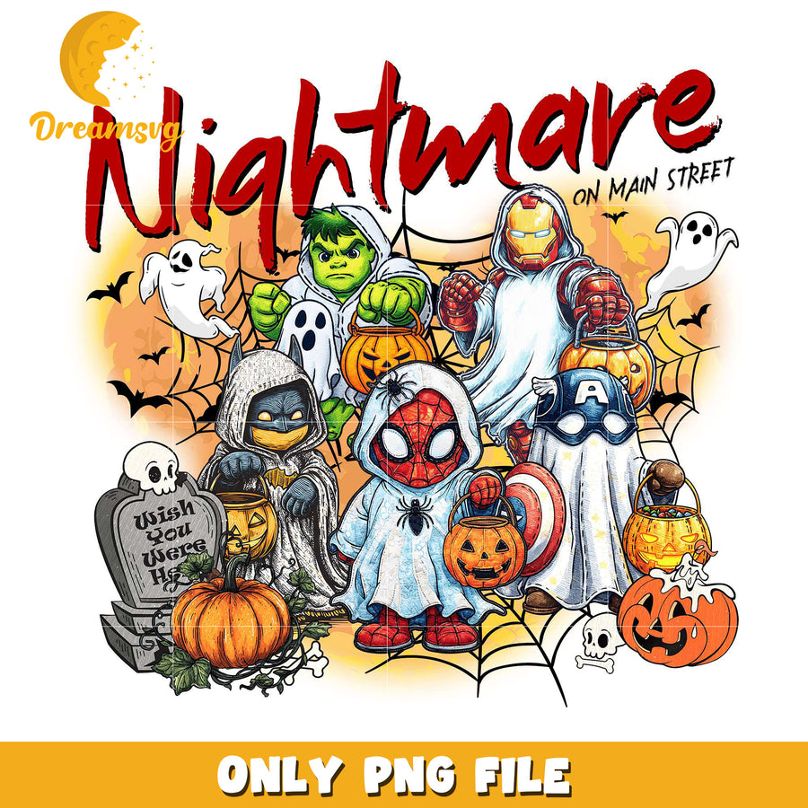Nightmare on main street avengers png, halloween cartoons​ png, halloween movies​ png