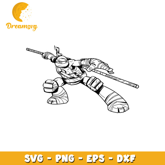 Ninja Turtle Action Pose SVG Clipart Design