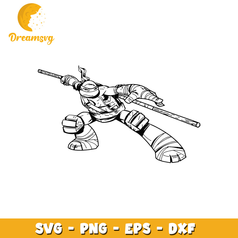 Ninja Turtle Action Pose SVG Clipart Design