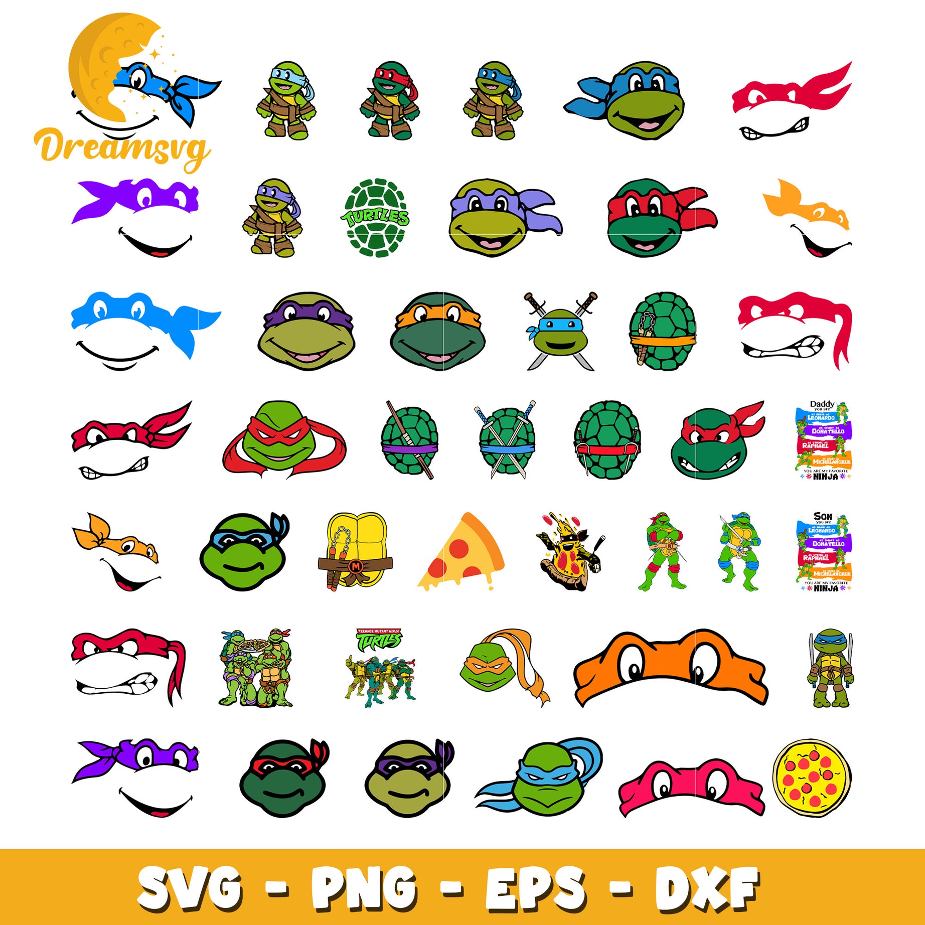 Ninja turtle face design bundle svg, teenage mutant ninja turtles​ svg