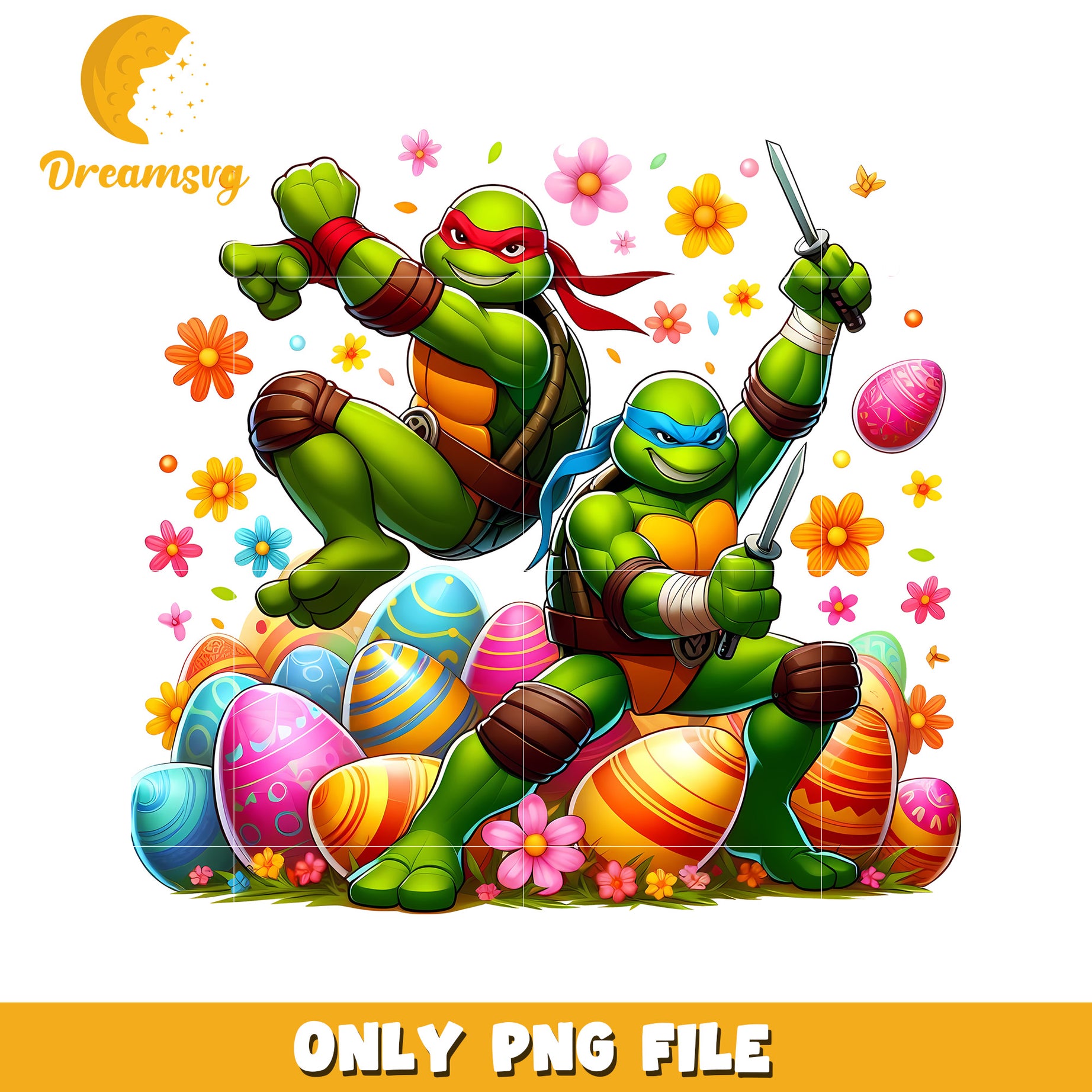 Ninja turtle and easter eggs png, easter eggs png, cartoon png