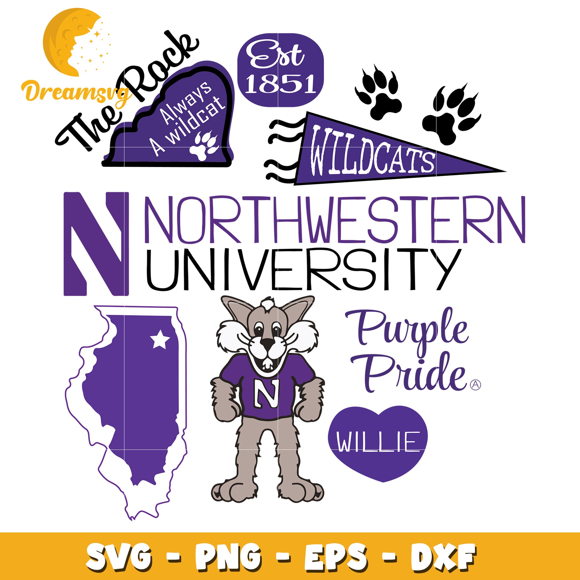 Northwestern University Wildcats SVG Design for Purple Pride Fans