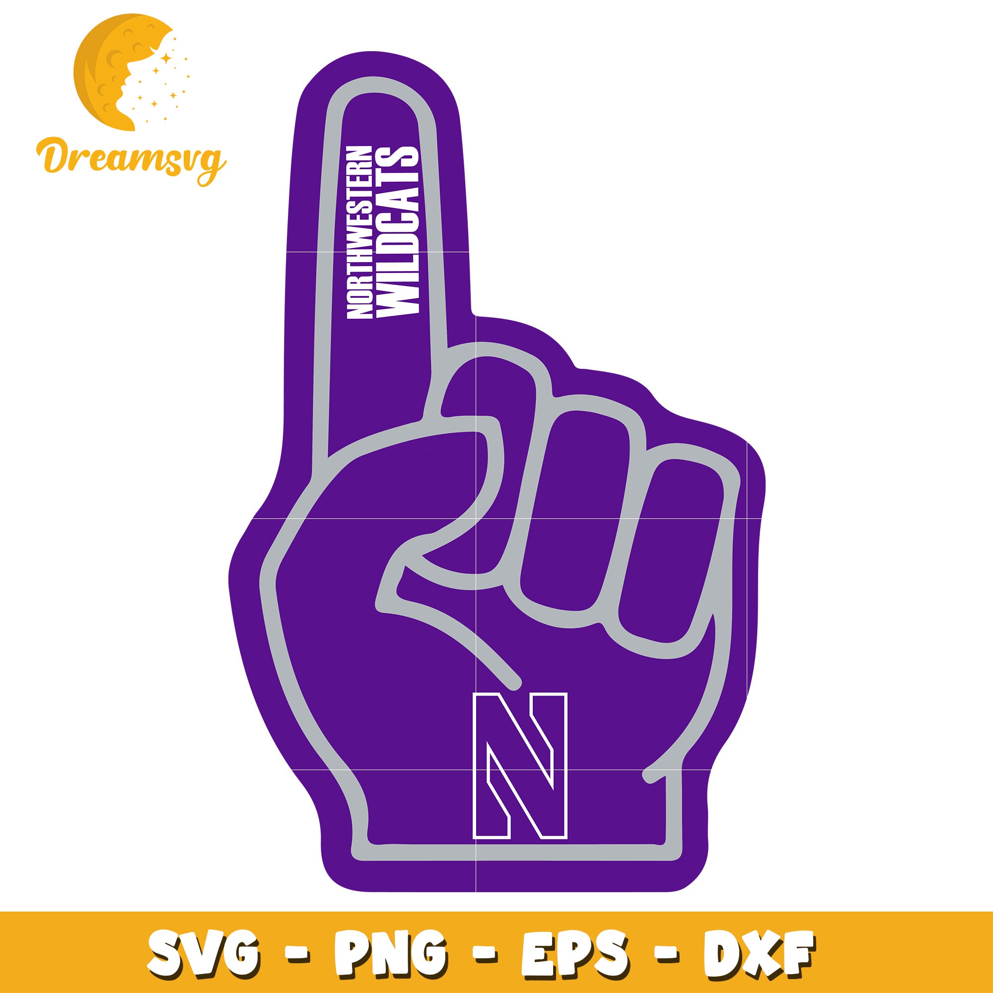 Northwestern Wildcats Foam Finger SVG PNG EPS DXF