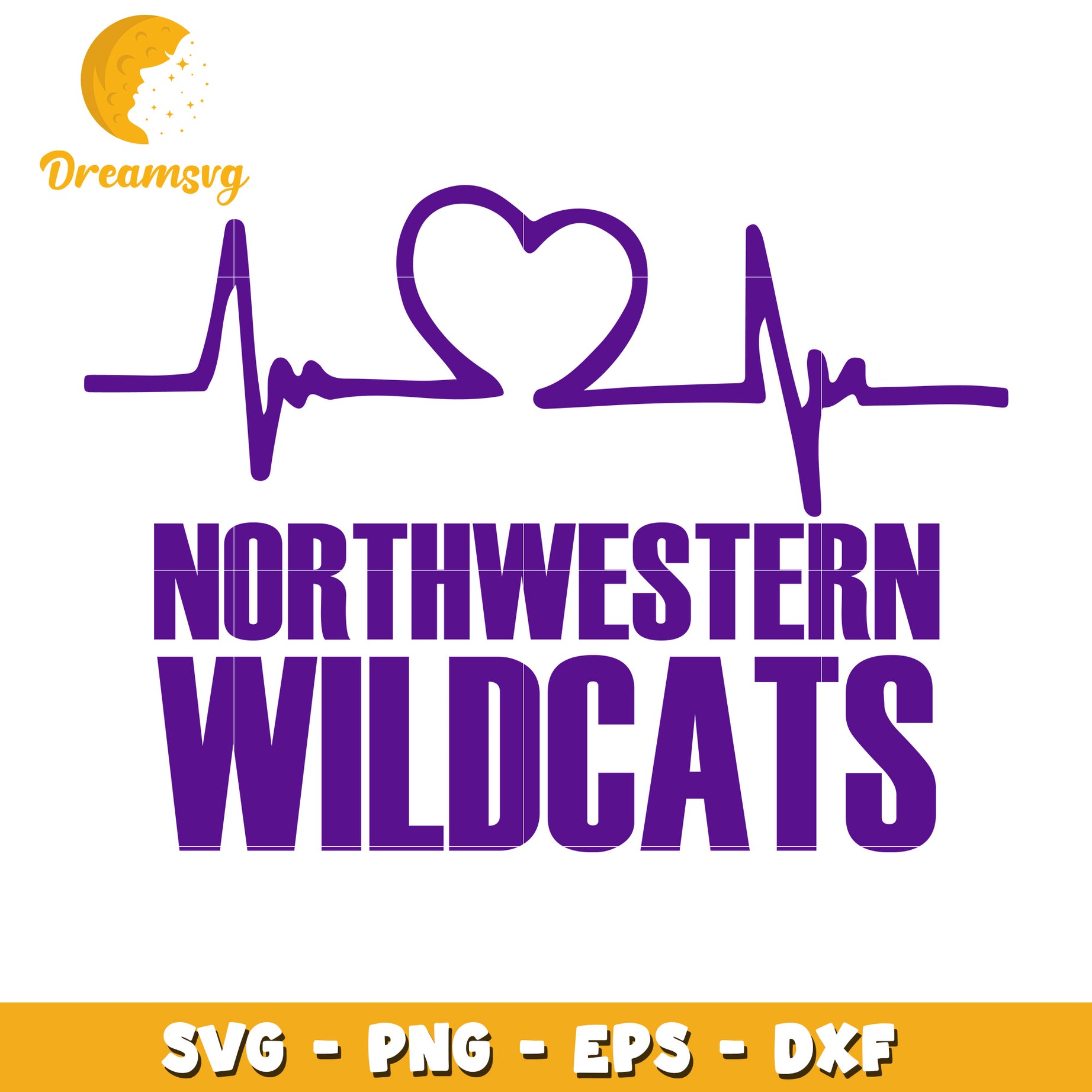 Northwestern Wildcats SVG Heartbeat Design