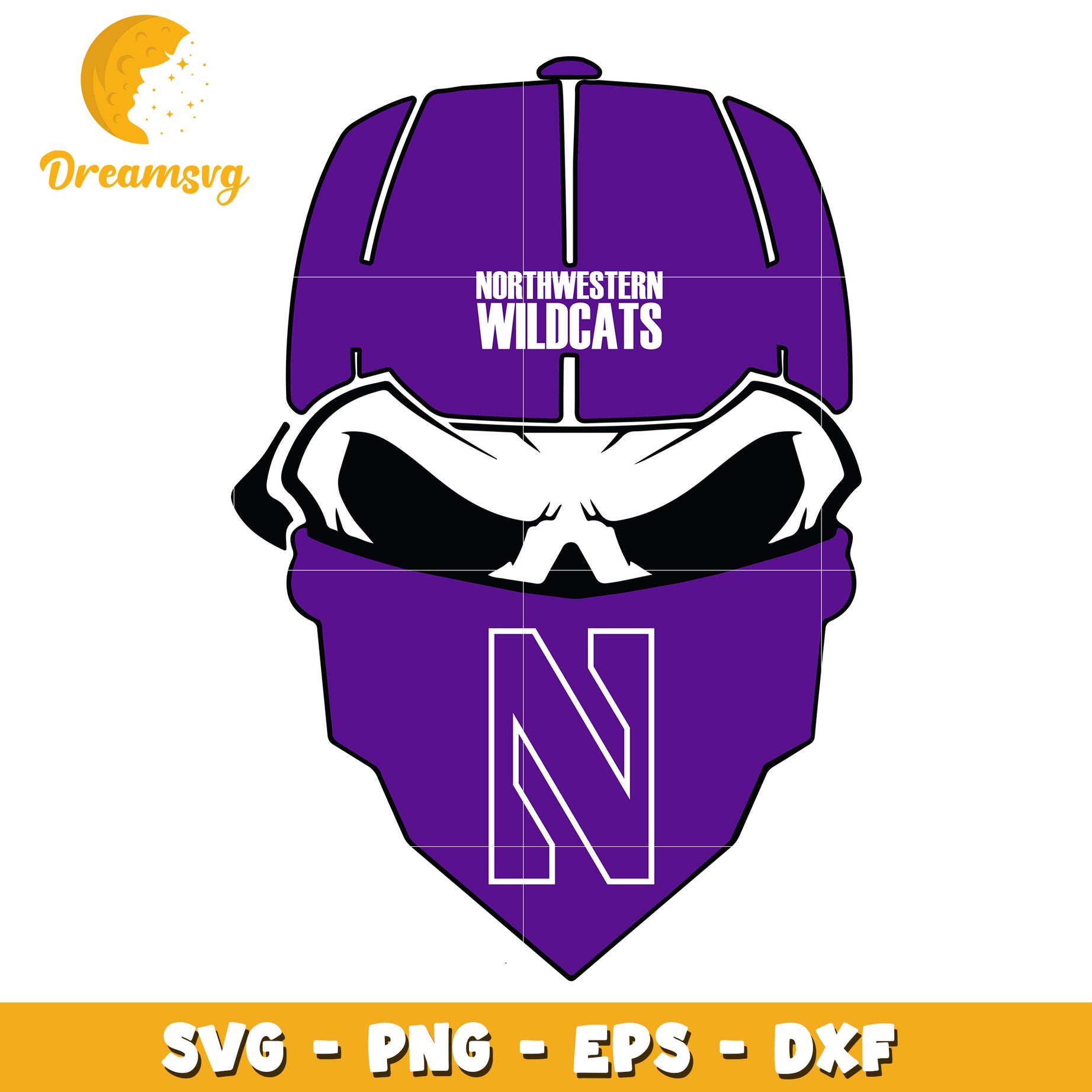 Northwestern Wildcats Skull SVG Cut File