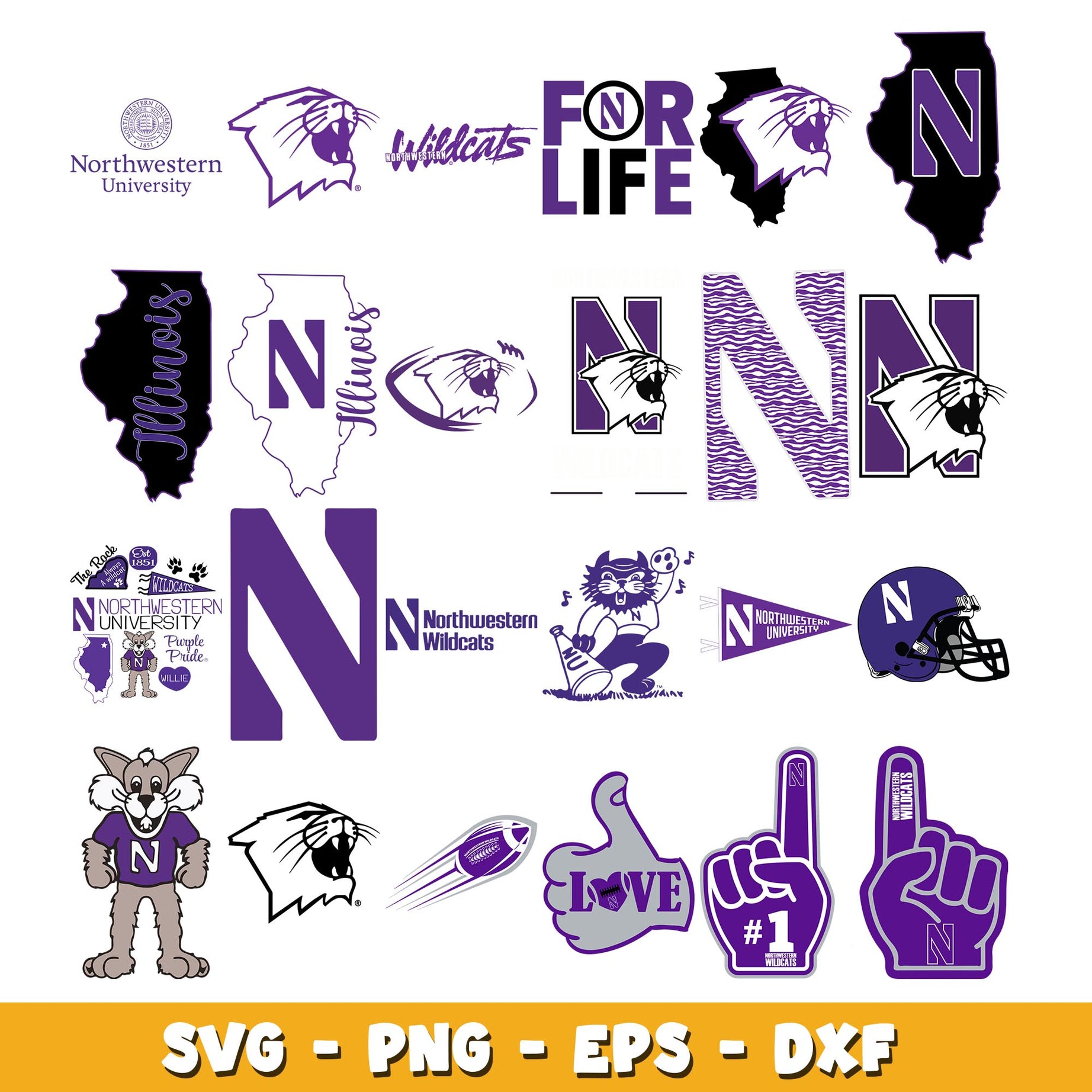 Northwestern Wildcats Bundle svg, Northwestern Wildcats logo svg, ncaa svg 