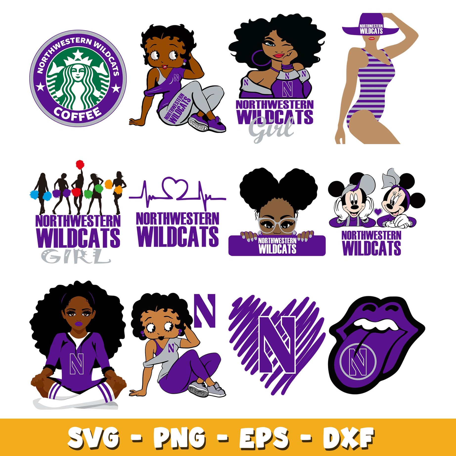 Northwestern Wildcats girl Bundle svg, Northwestern Wildcats logo svg ...