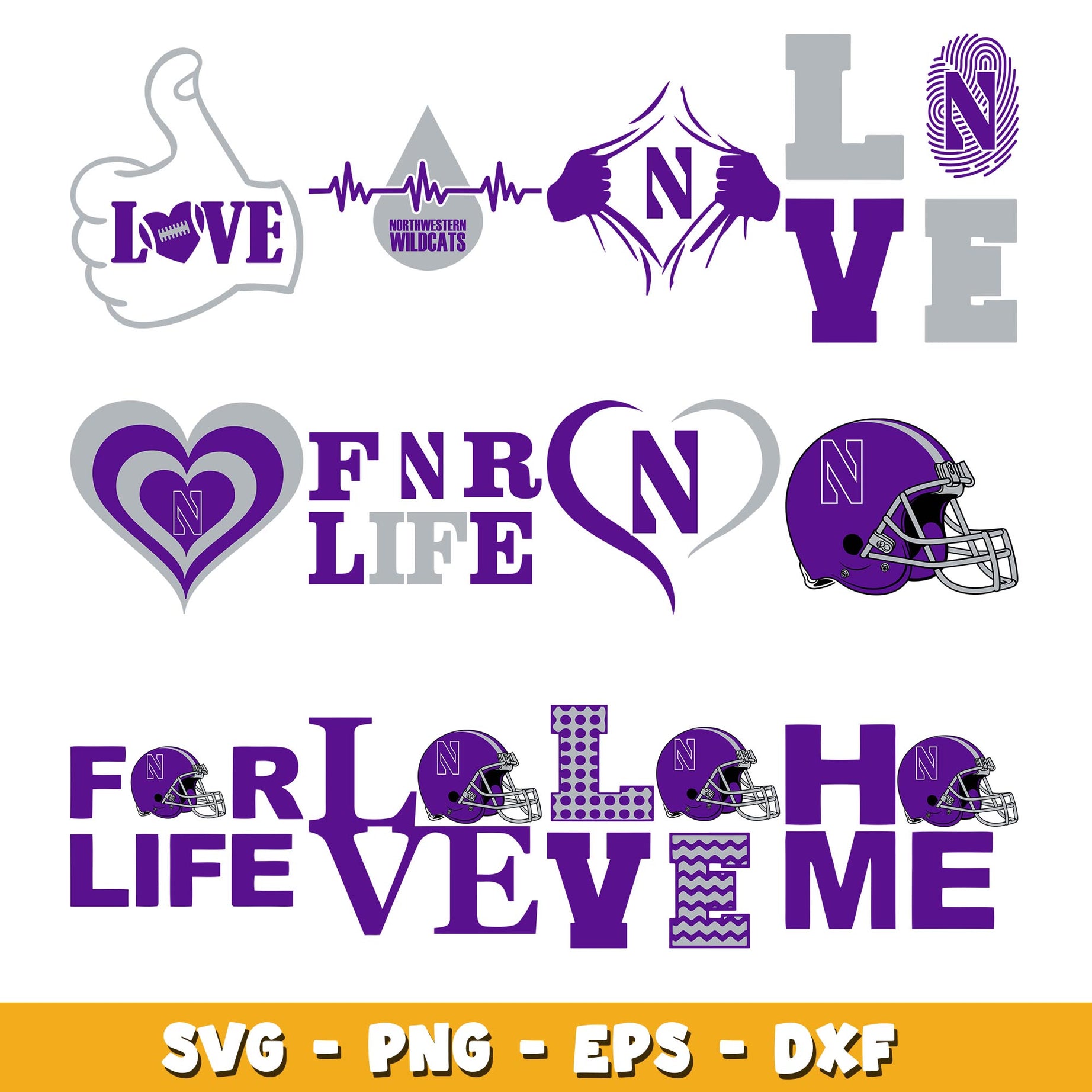 Northwestern Wildcats love Bundle svg, Northwestern Wildcats logo svg, ncaa svg 