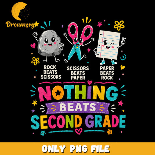 Nothing Beats Second Grade Rock Paper Scissors PNG, Kids, School PNG