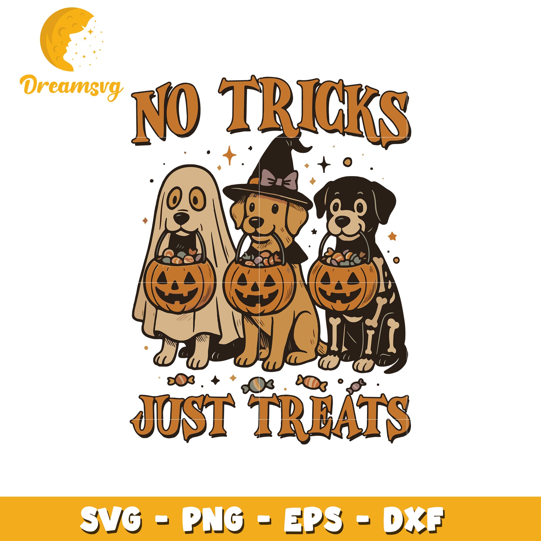 No tricks just treats svg, spooky halloween svg, trick or treat svg