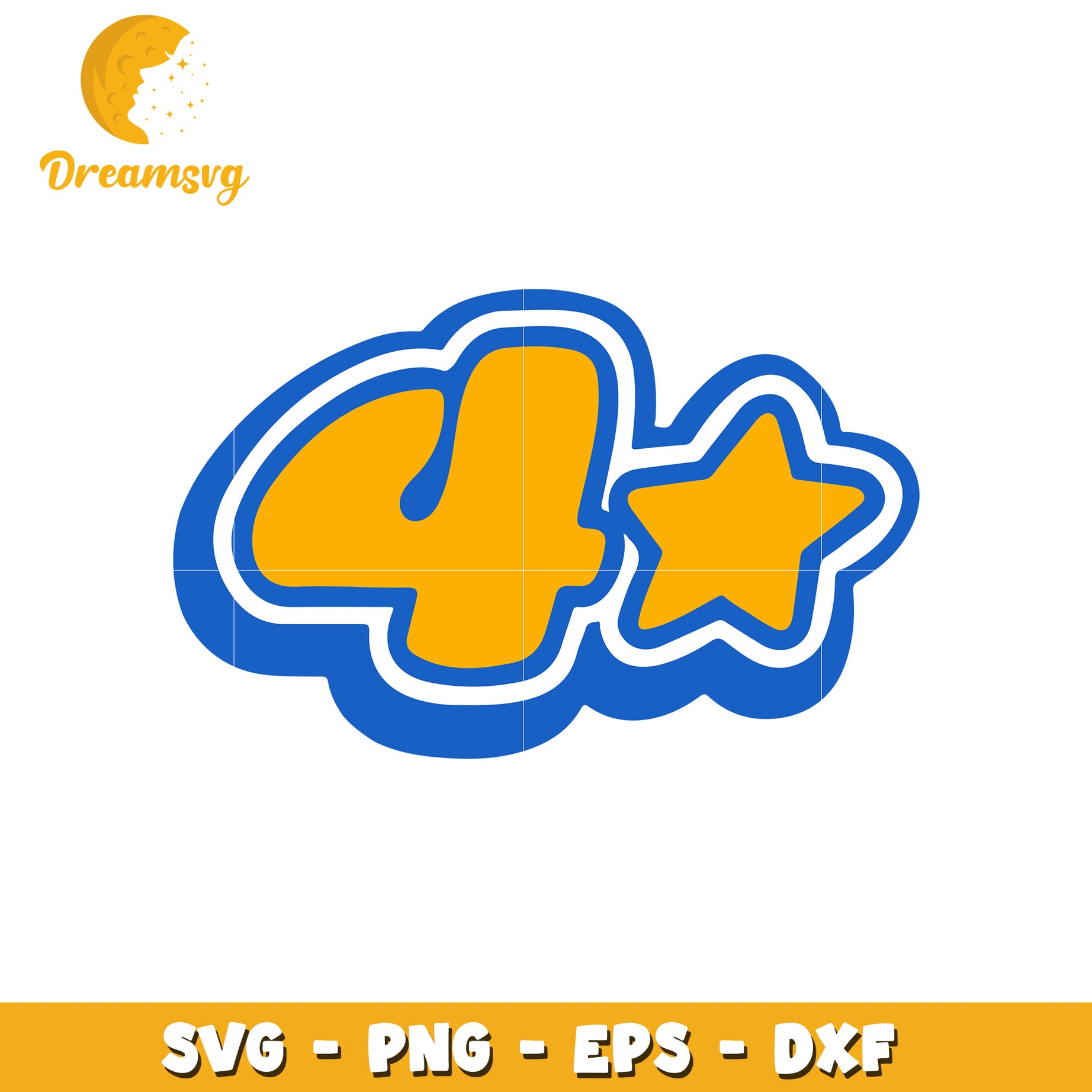 Number 4 SVG Cut File with Star