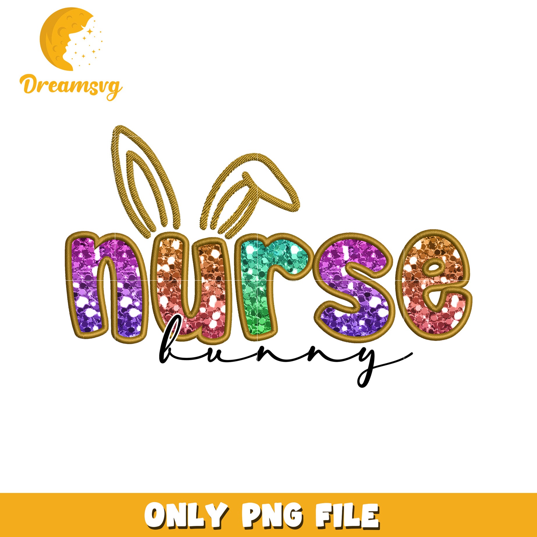 Nurse Bunny PNG Glitter Design