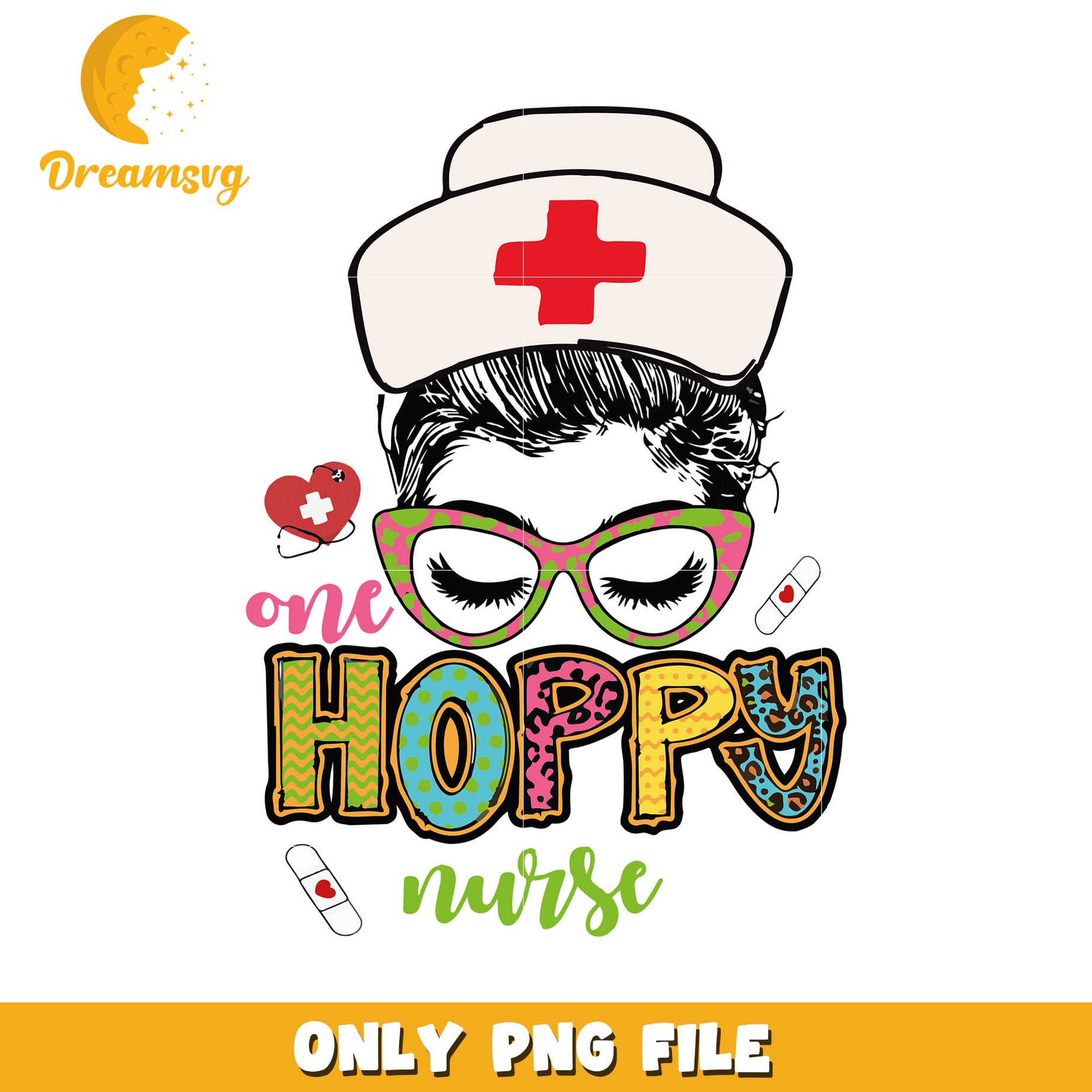Nurse life messy bun one hoppy nurse png, messy bun png