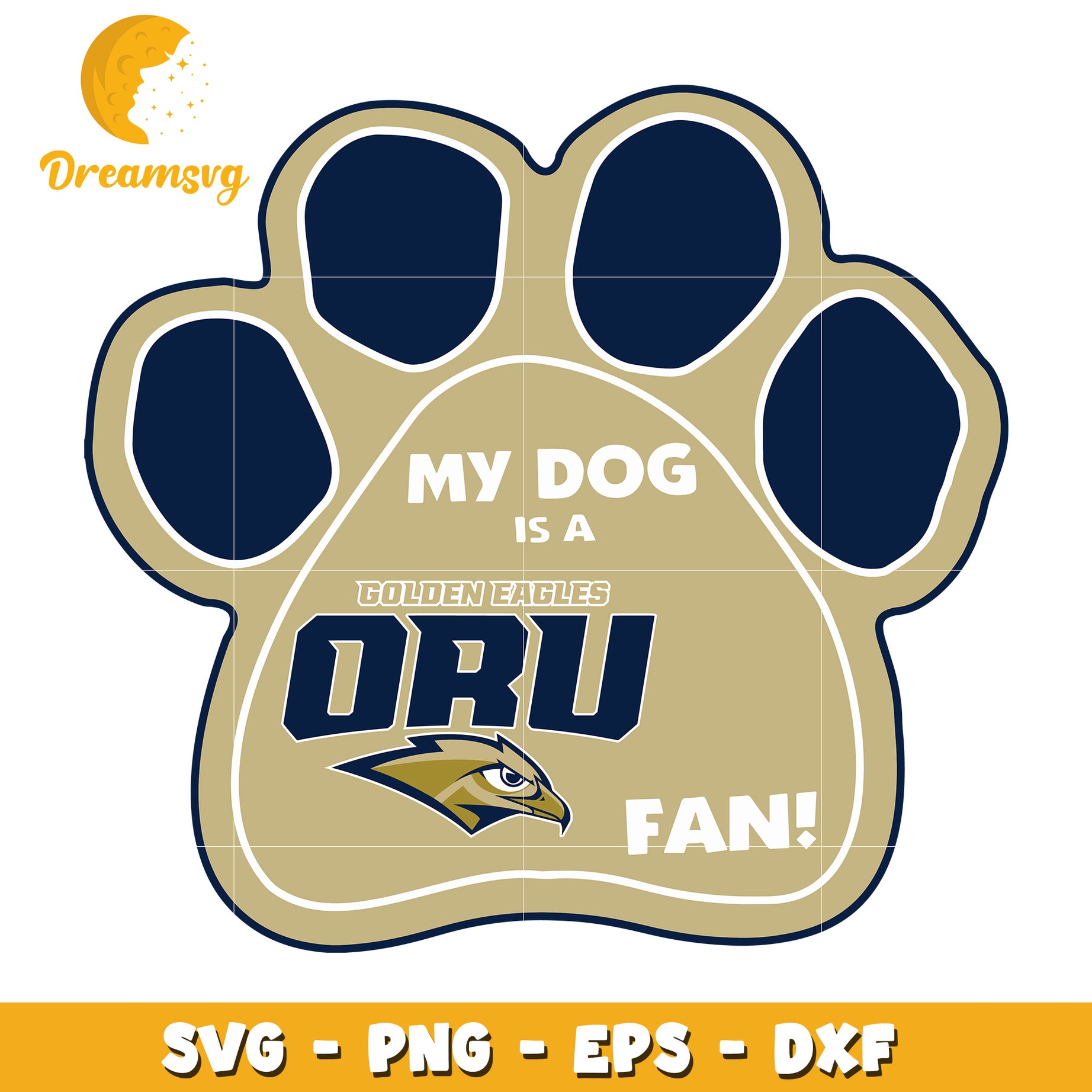 ORU Golden Eagles Dog Paw Print SVG