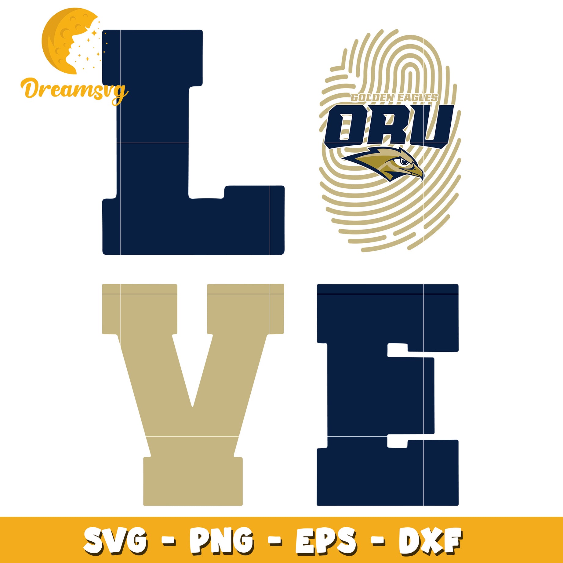 ORU Golden Eagles Love SVG Cut File