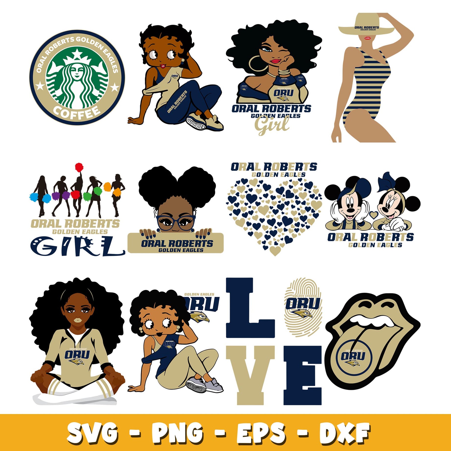 oral roberts  girl Bundle svg, oral roberts logo svg, ncaa svg  