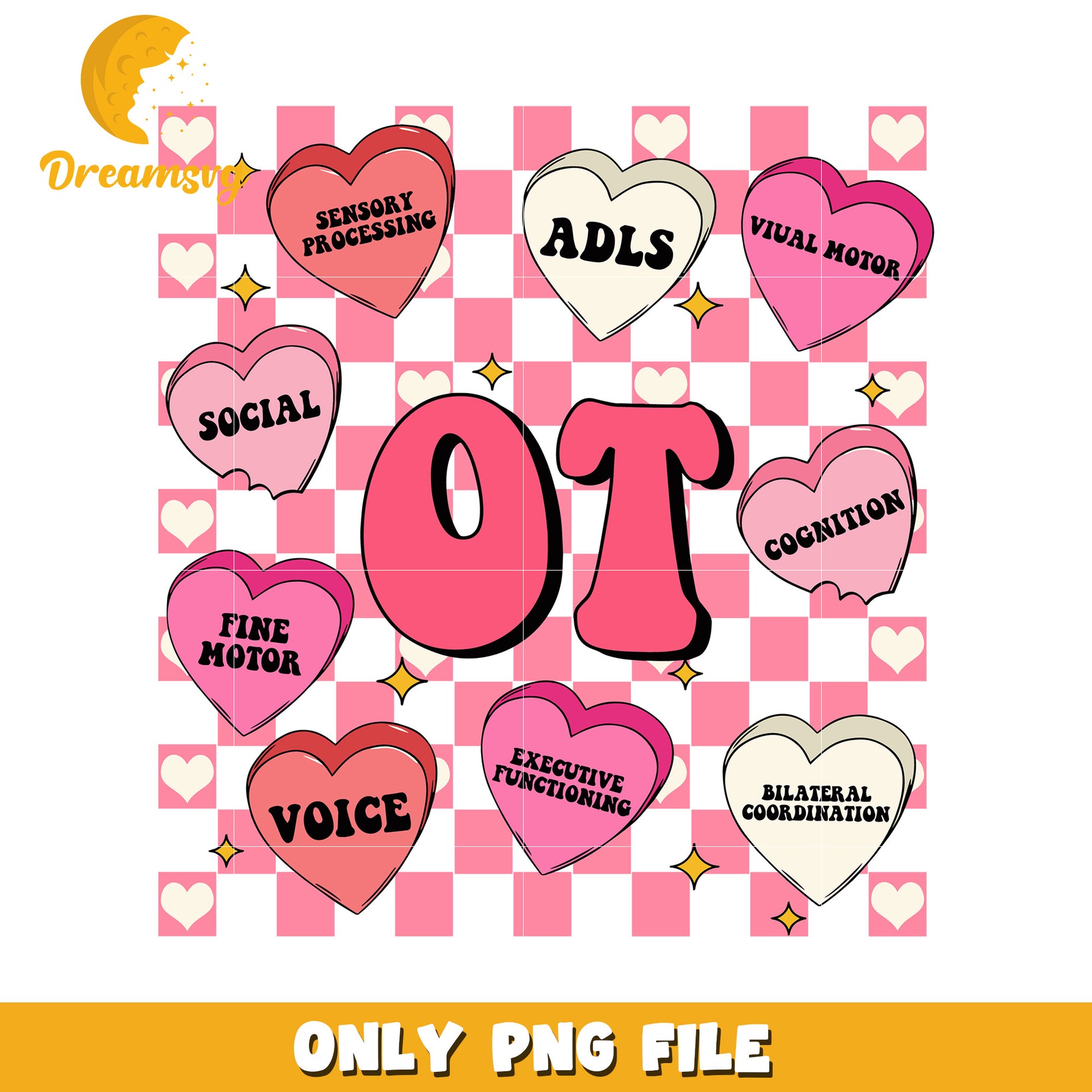 OT Hearts PNG Sublimation Design