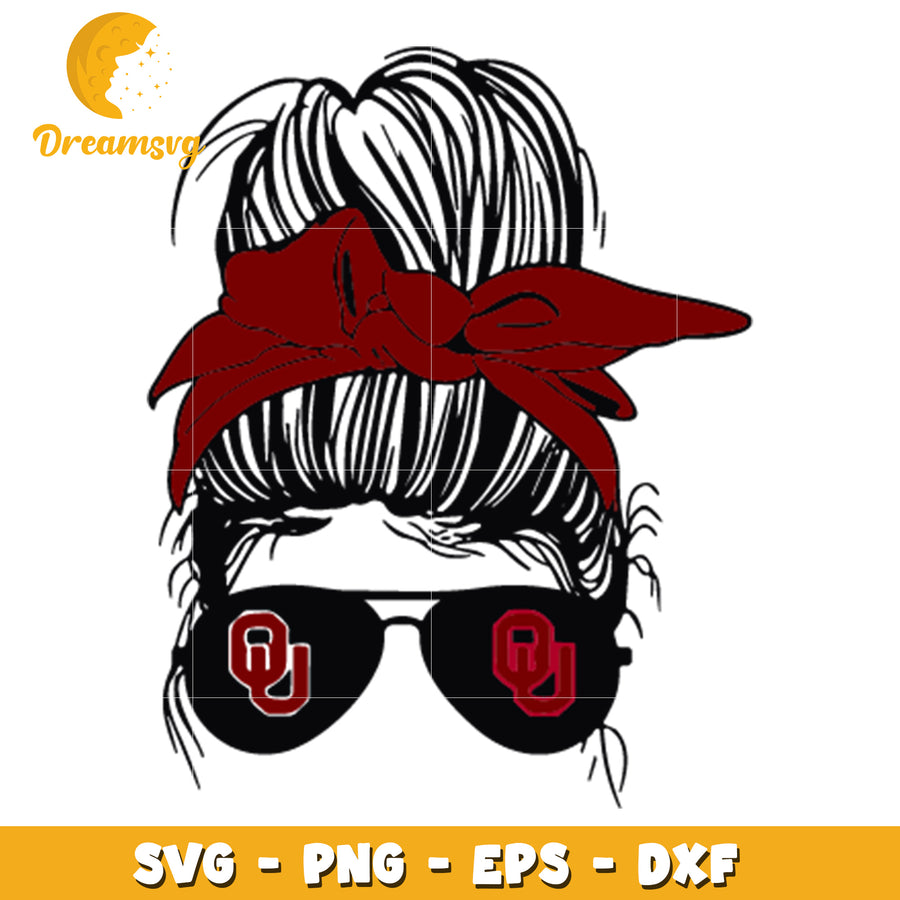 OU Mom Messy Bun SVG PNG EPS DXF