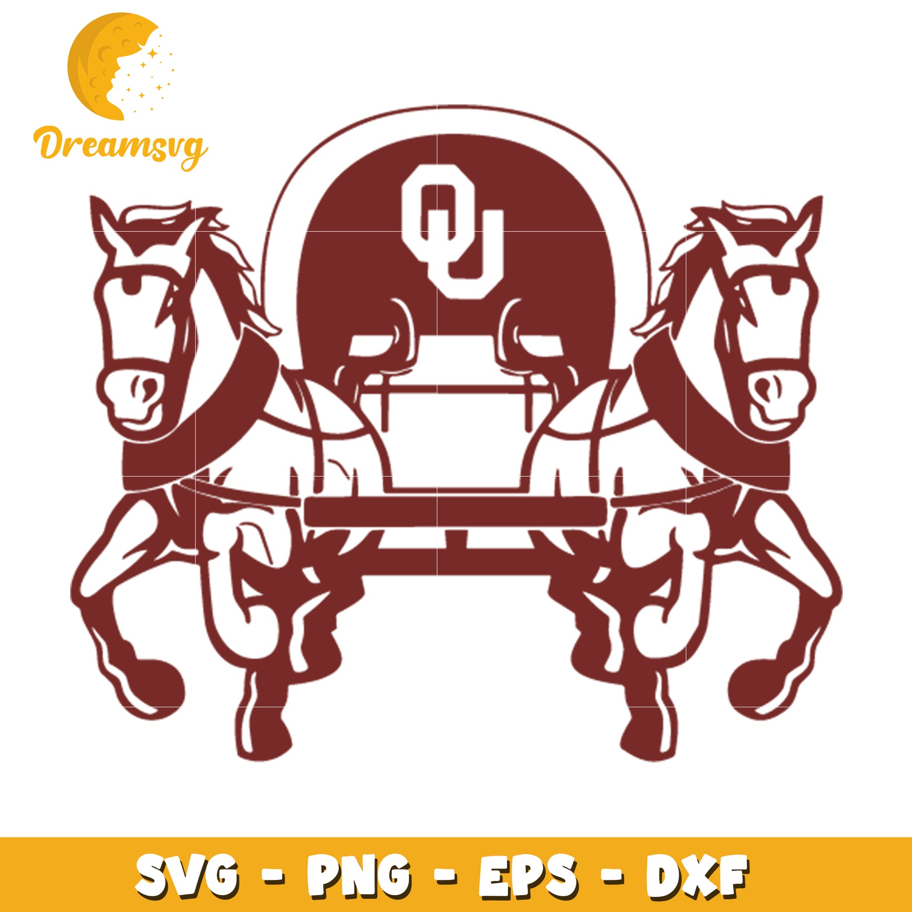 OU Sooners SVG Design Wagon Horses Graphic for Printing