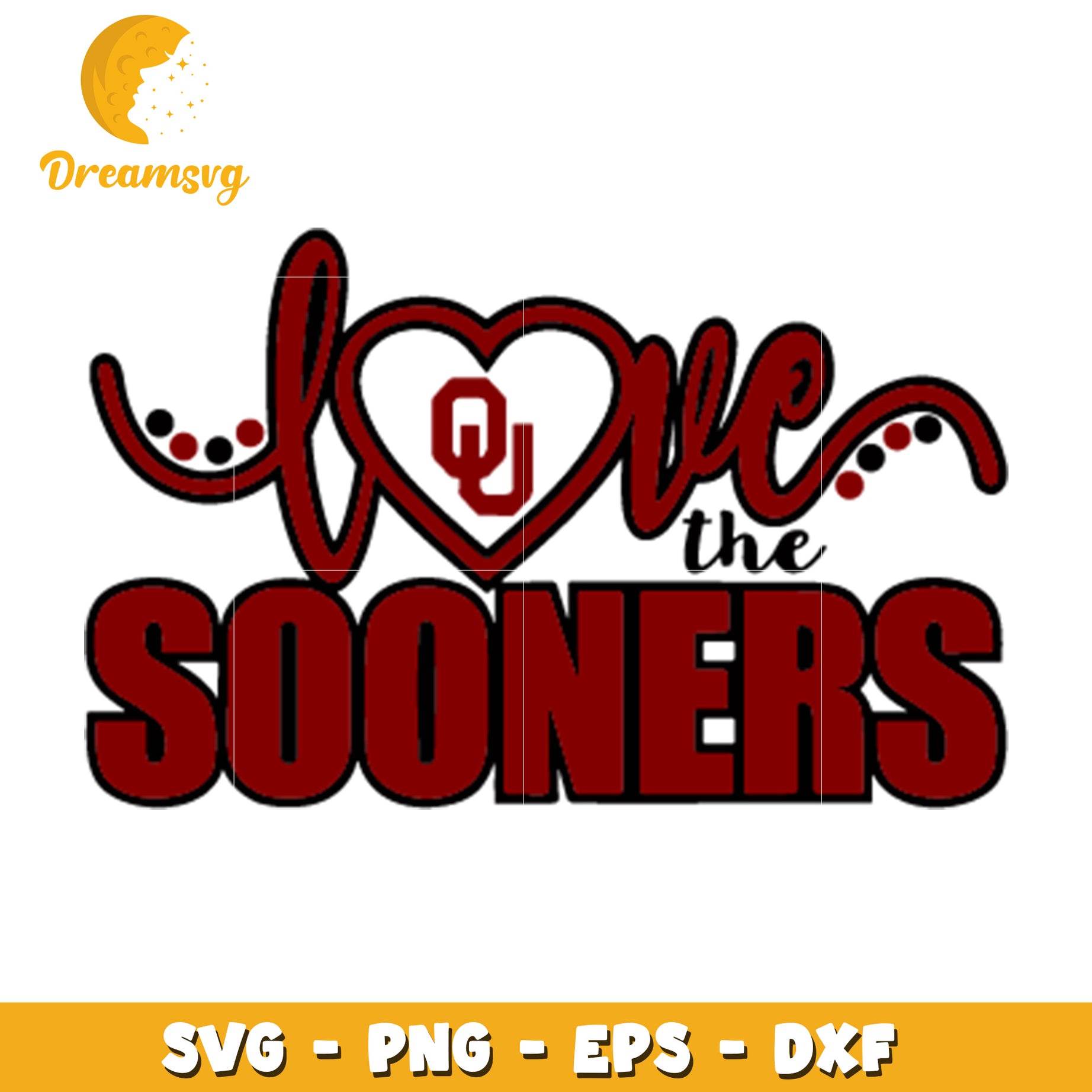 OU Sooners SVG Love Heart Design