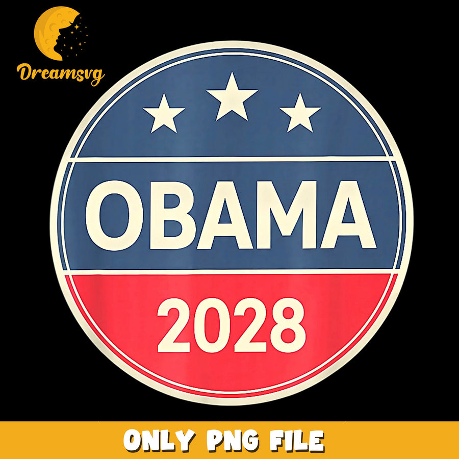 Obama 2028 Vintage Campaign Button PNG, Political Humor, Patriotic PNG