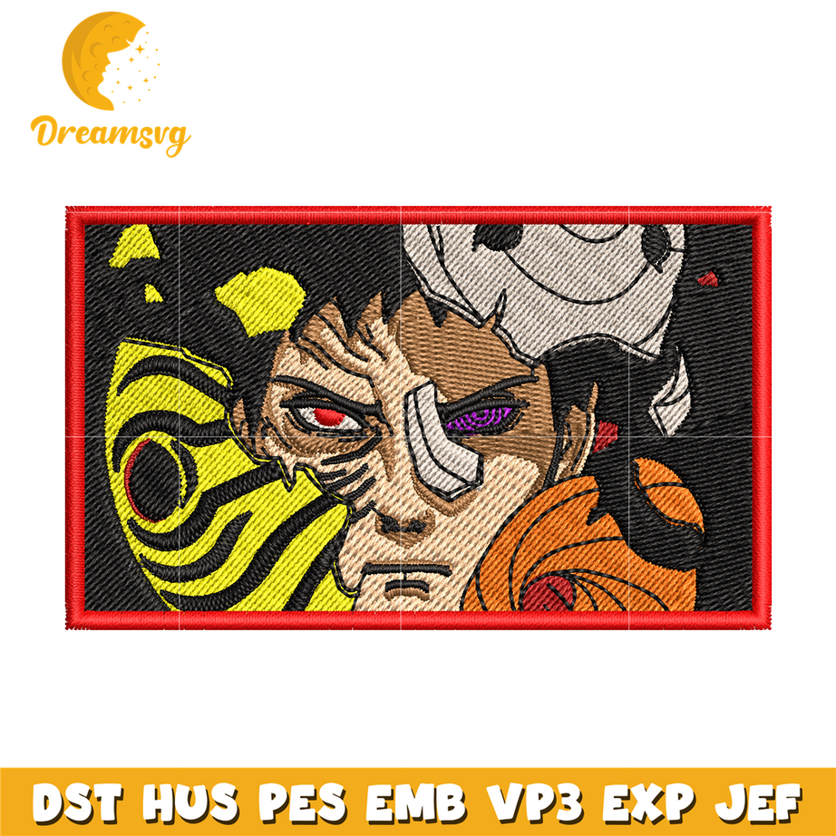 Obito mask broken embroidery design