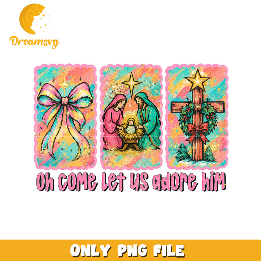 Oh Come Let Us Adore Him png, merry christmas​ png, christmas bell png