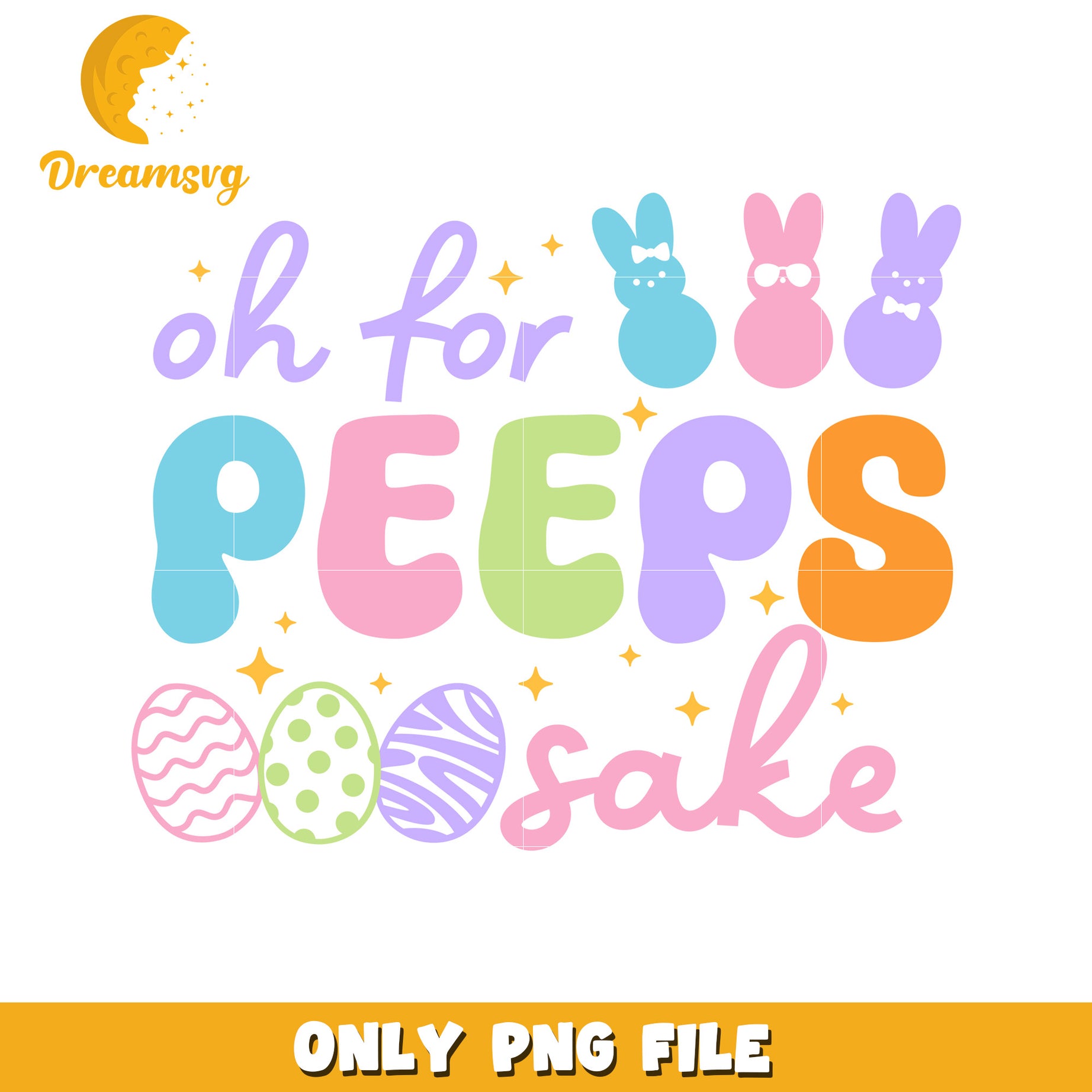 Oh For Peeps Sake Cute Easter Bunny and Egg Design PNG