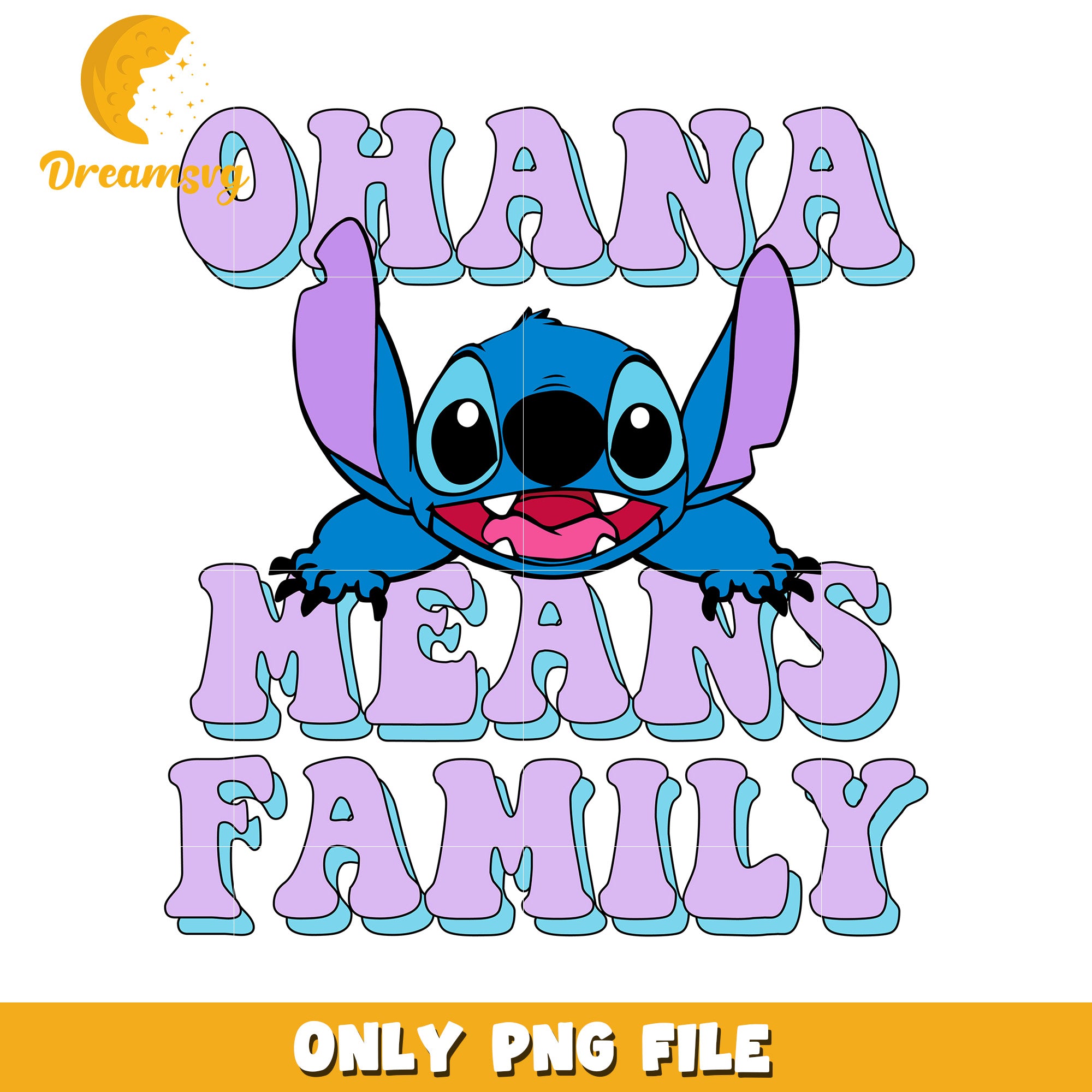 Ohana Means Family Design, Cute Stitch PNG File for Download