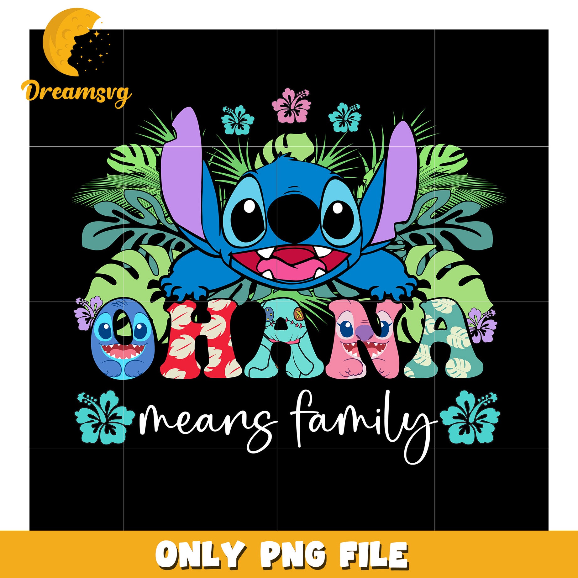 Ohana Means Family PNG Artwork, Cute Stitch Design, Instant Download