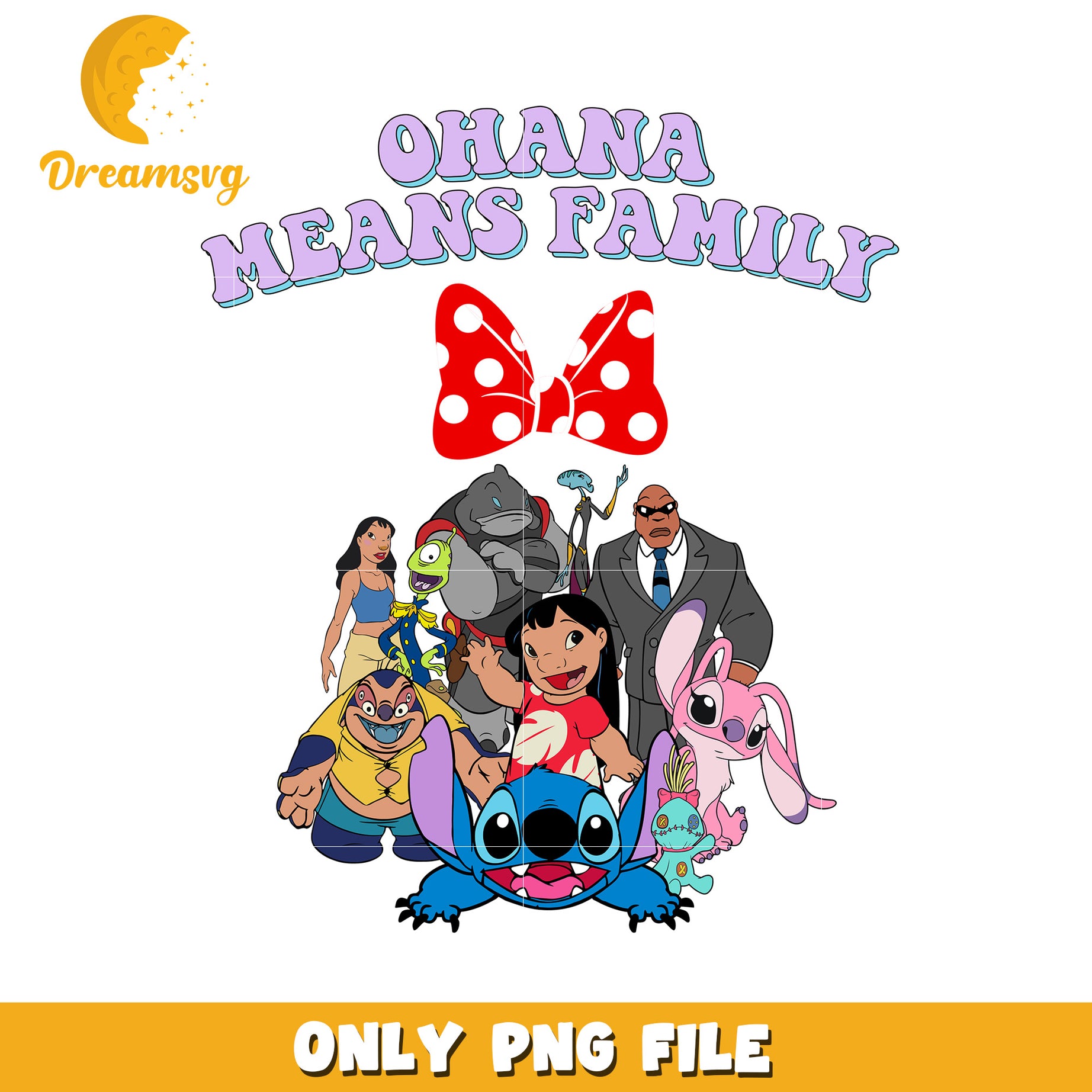 Ohana Means Family PNG Design, Cute Stitch and Friends Art