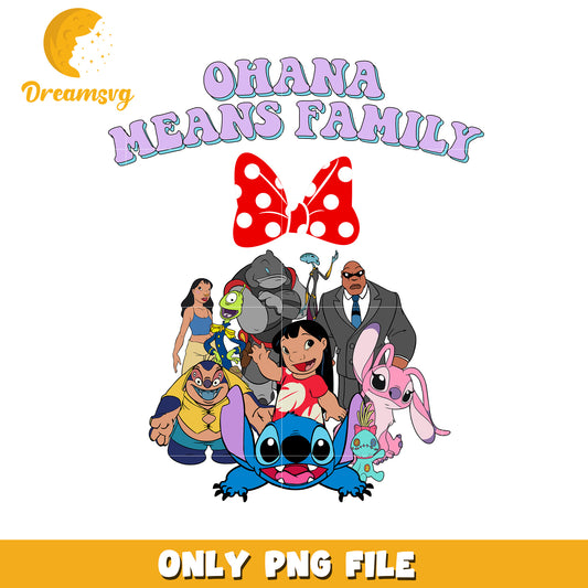 Ohana Means Family PNG Design, Cute Stitch and Friends Art