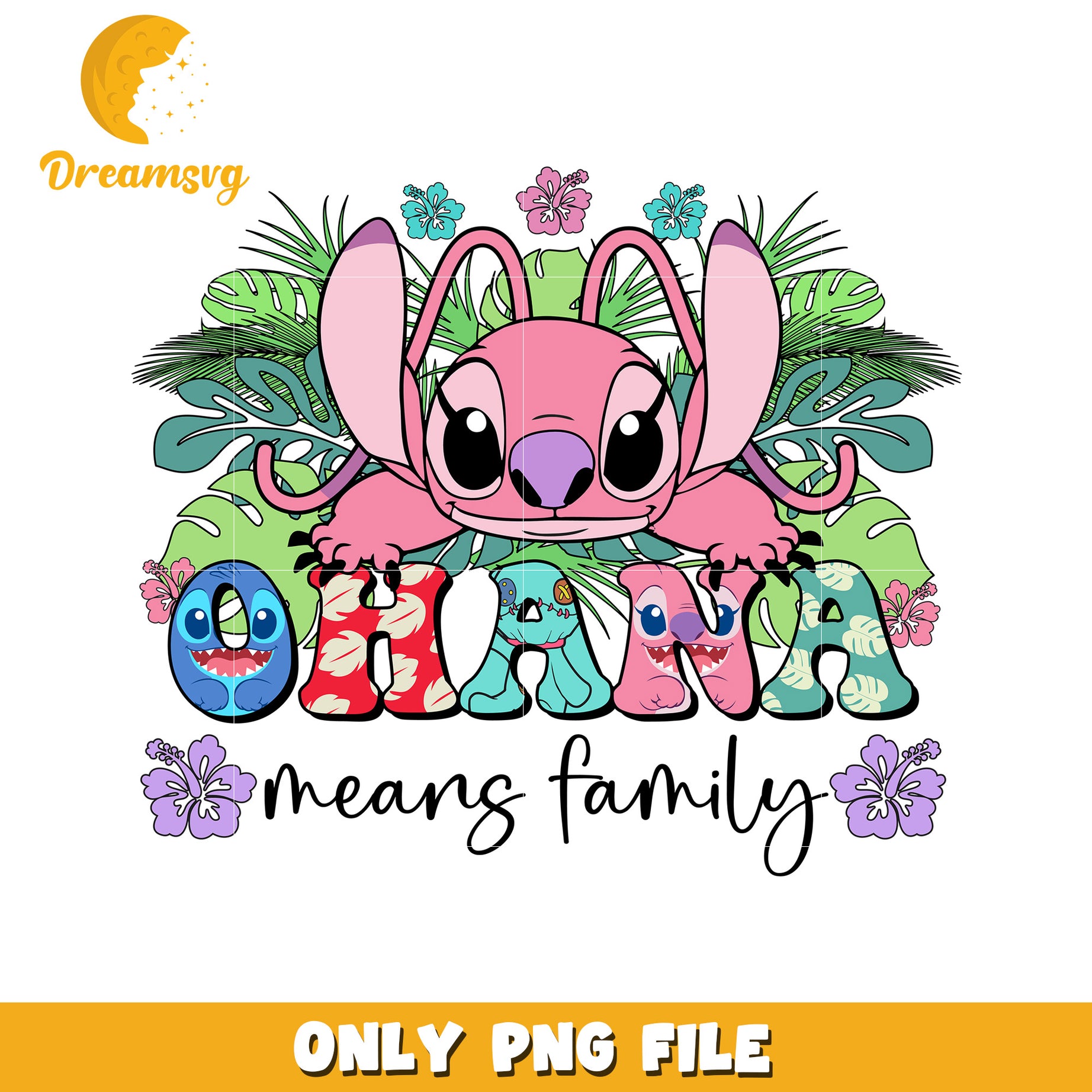 Ohana Means Family PNG File, Cute Stitch Graphic Design Download