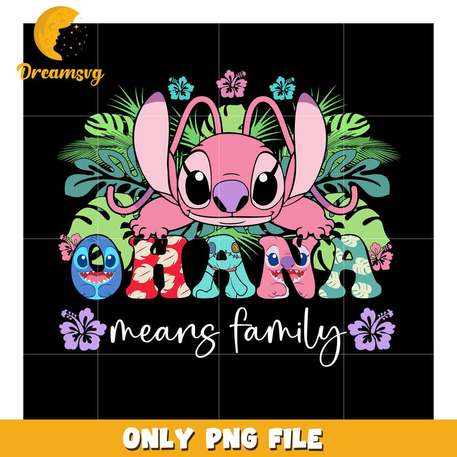 Ohana Means Family Stitch PNG, Tropical, Cute