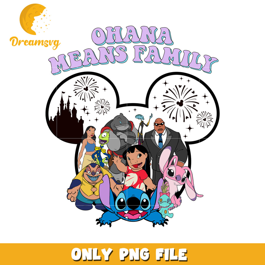 Ohana Means Family, Disney PNG File, Cartoon Character Design, Fun