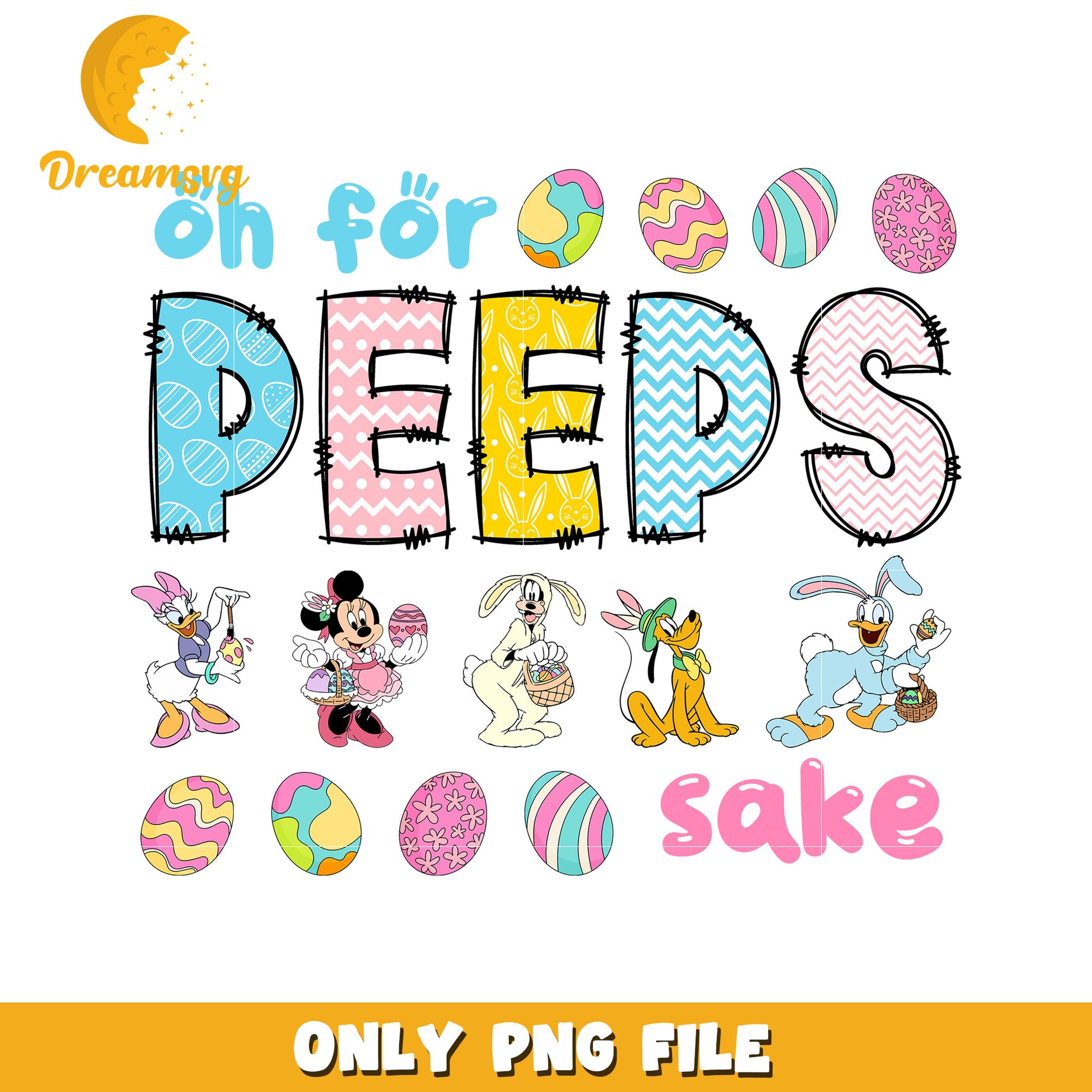 Oh for peep sake png, easter peeps png, mickey and friends png