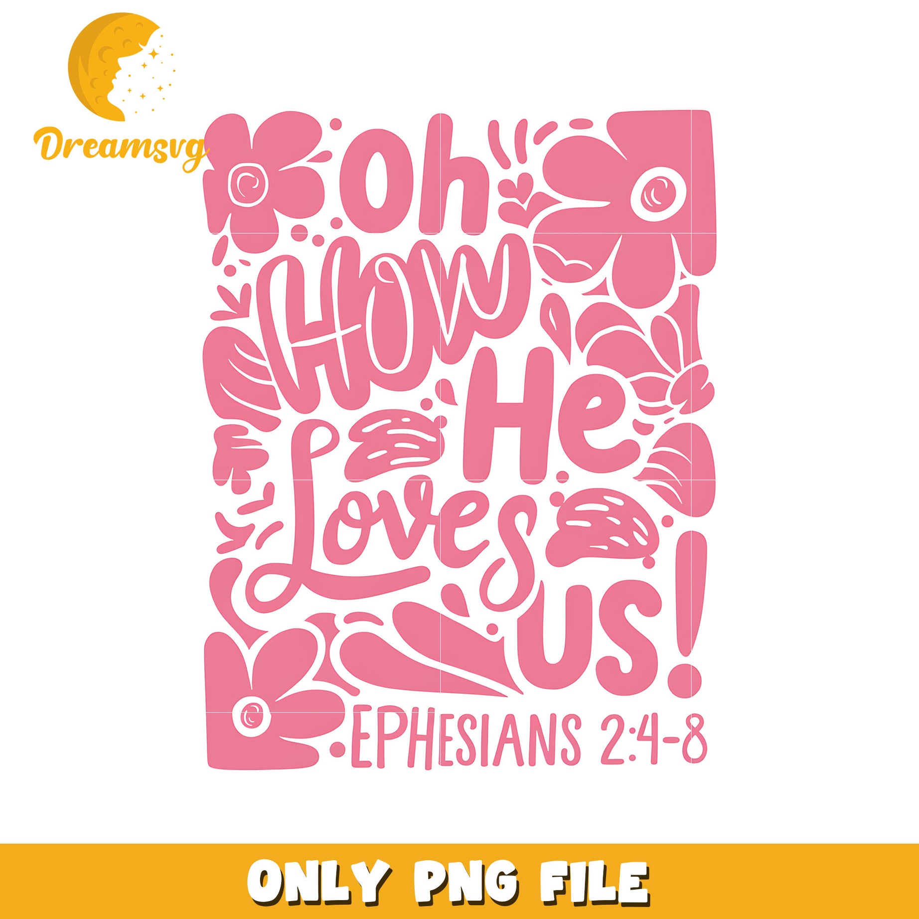 Oh how he loves us font design png, love png, valentine png