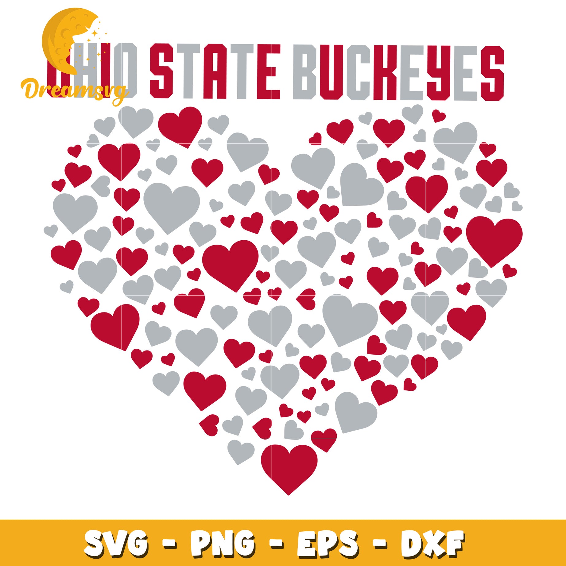 Ohio State Buckeyes Heart SVG PNG EPS DXF