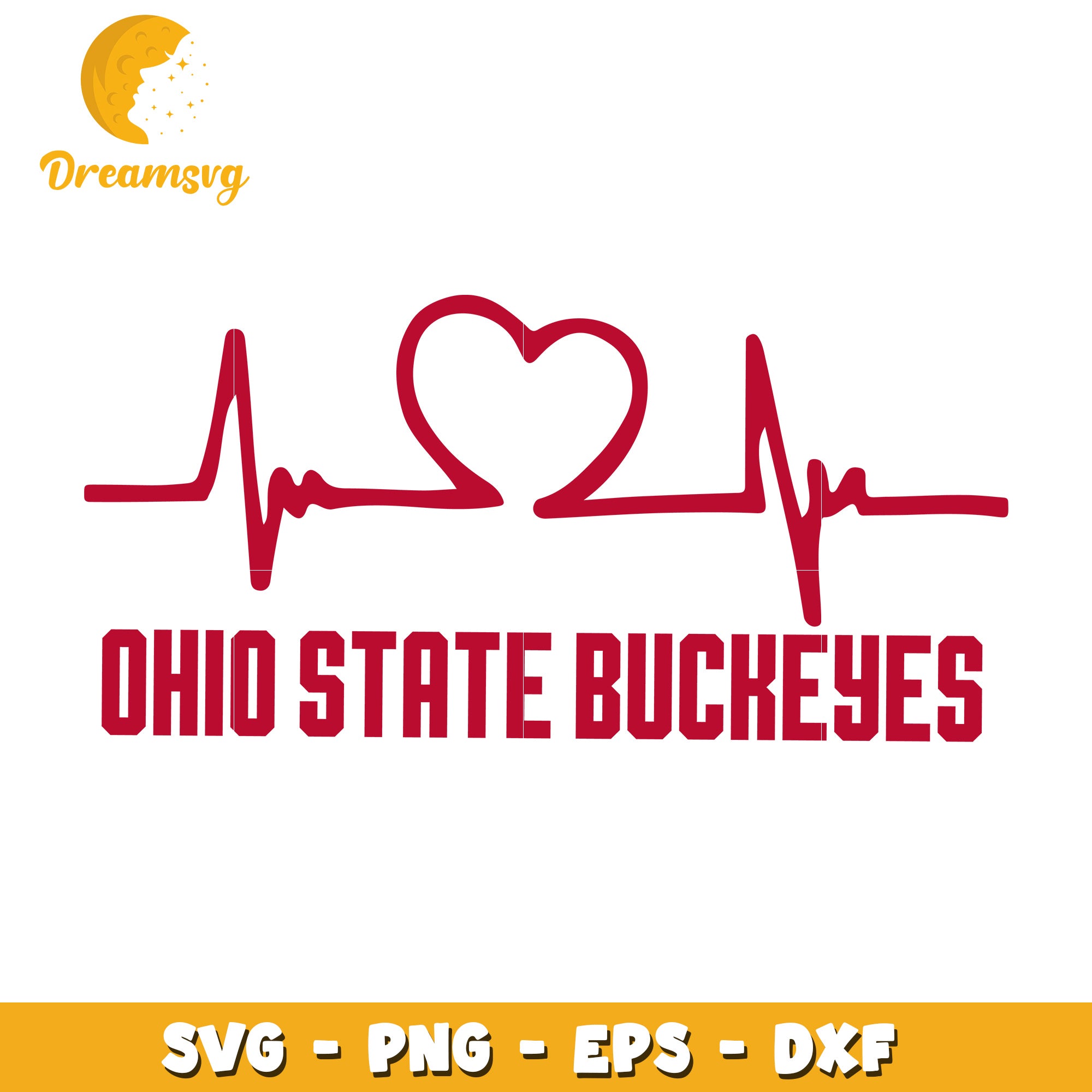 Ohio State Buckeyes Heartbeat SVG Cut File