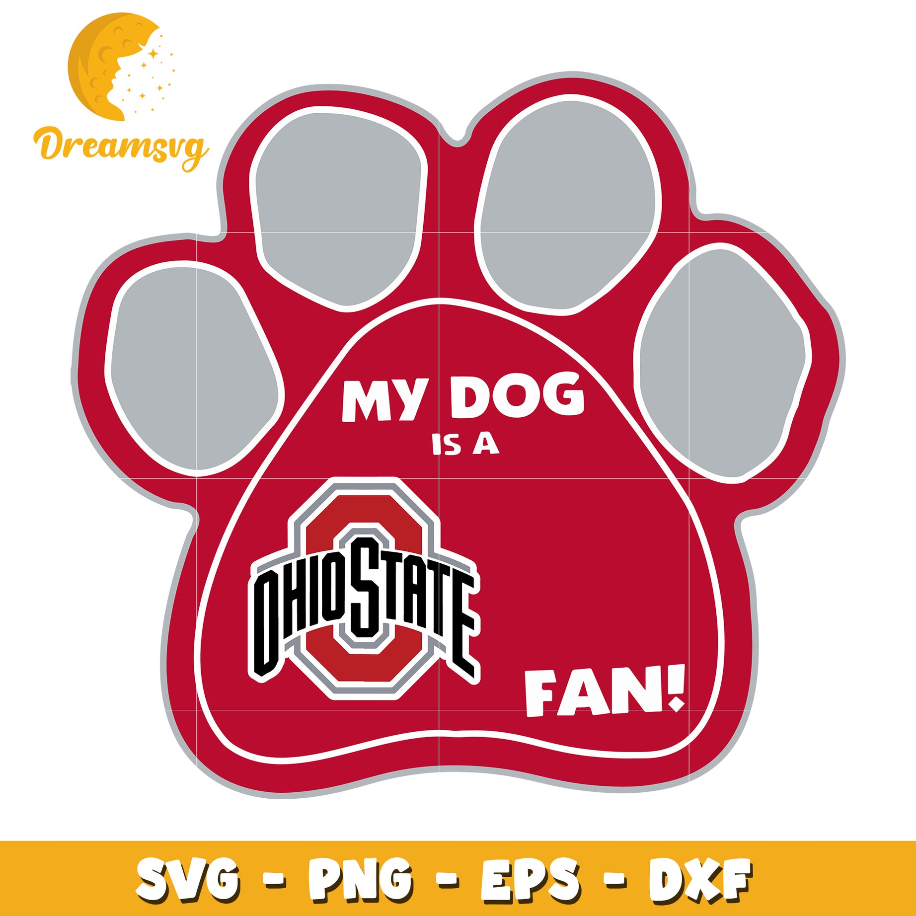 Ohio State Dog Paw Print SVG